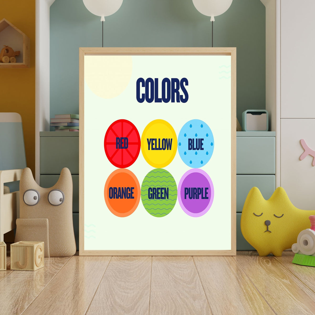 Kids Color Study Wall Art, Printable Learning Poster