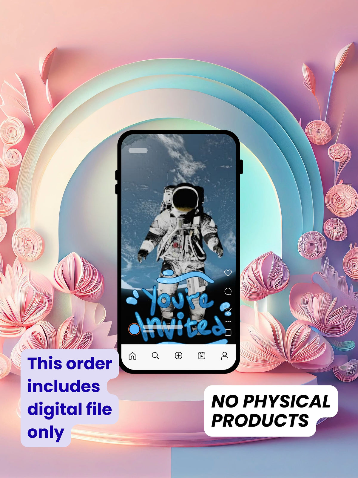 Astronaut Space Birthday Video Invitation Canva Commercial | Orbital Astronaut Planets Galaxy Cosmic Client | Child Photo RSVP Location QR | Commercial Licence