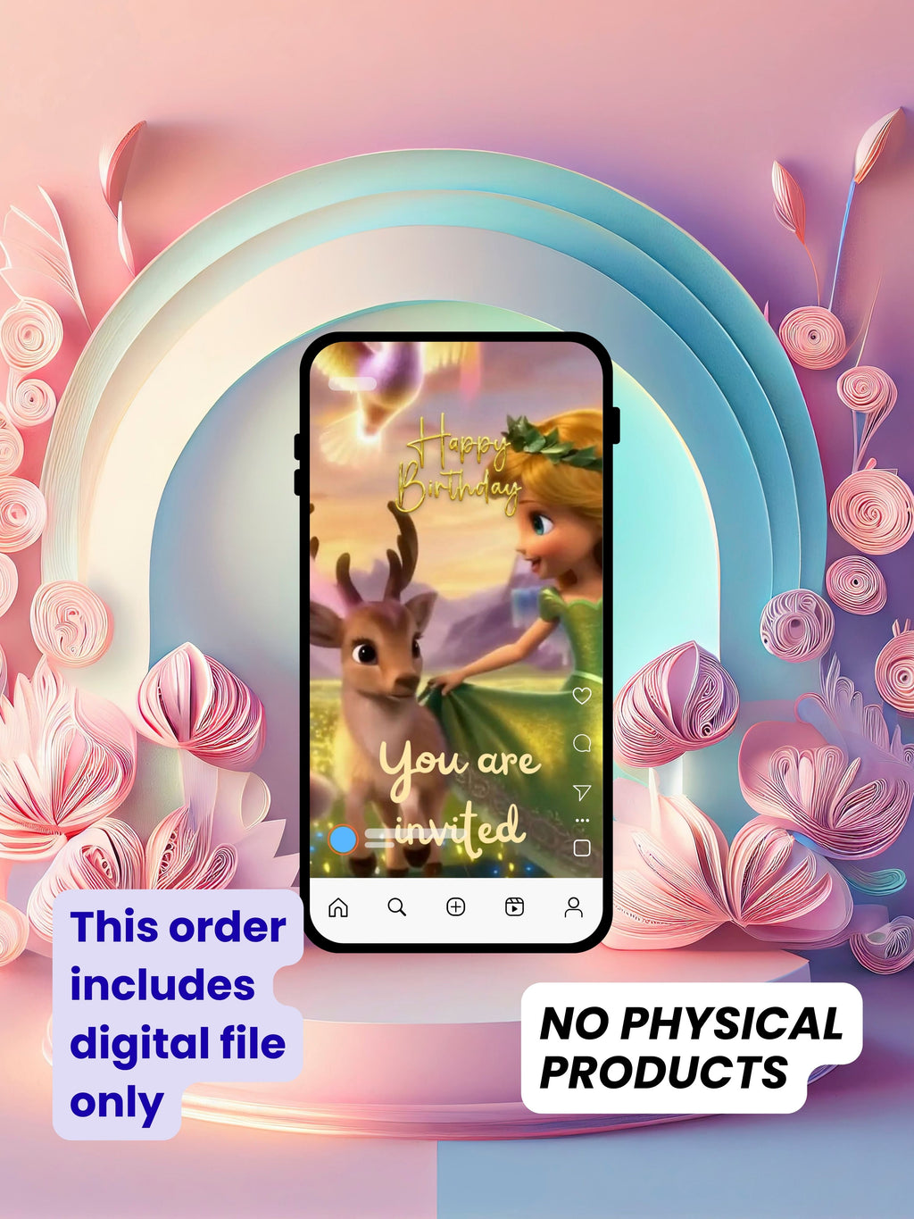 NATURE THEME Editable Birthday Video Invitation | Canva Pro Template | Woodland Kids Party Invite | Photo, Music, QR Code | Instant Download|ki8
