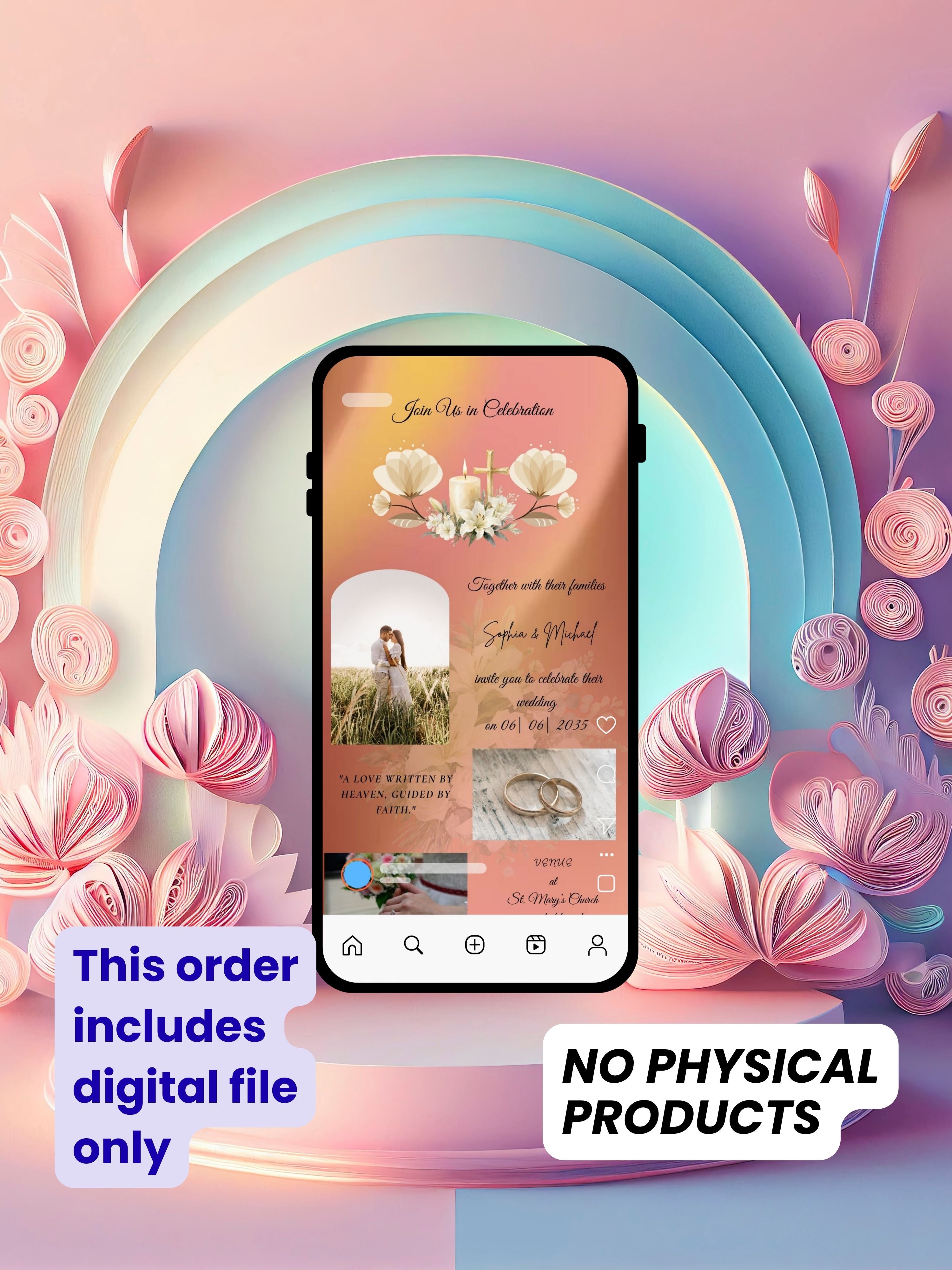 WI0017C-Commercial Use CHURCH WEDDING Invitation Video Template | Editable Christian Wedding Invite |Digital Wedding Invitation |Wedding Video