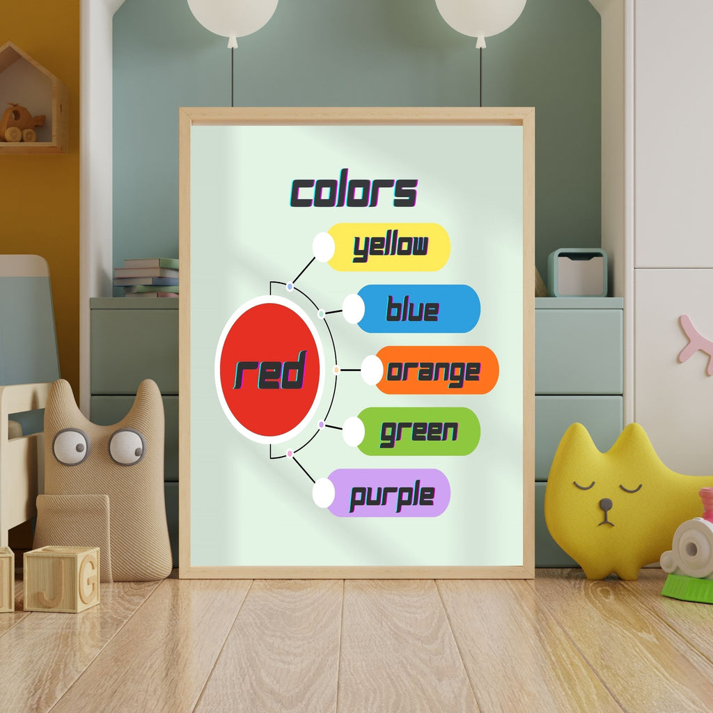 Printable Color Chart Wall Art for Kids, Nursery Learning Poster
