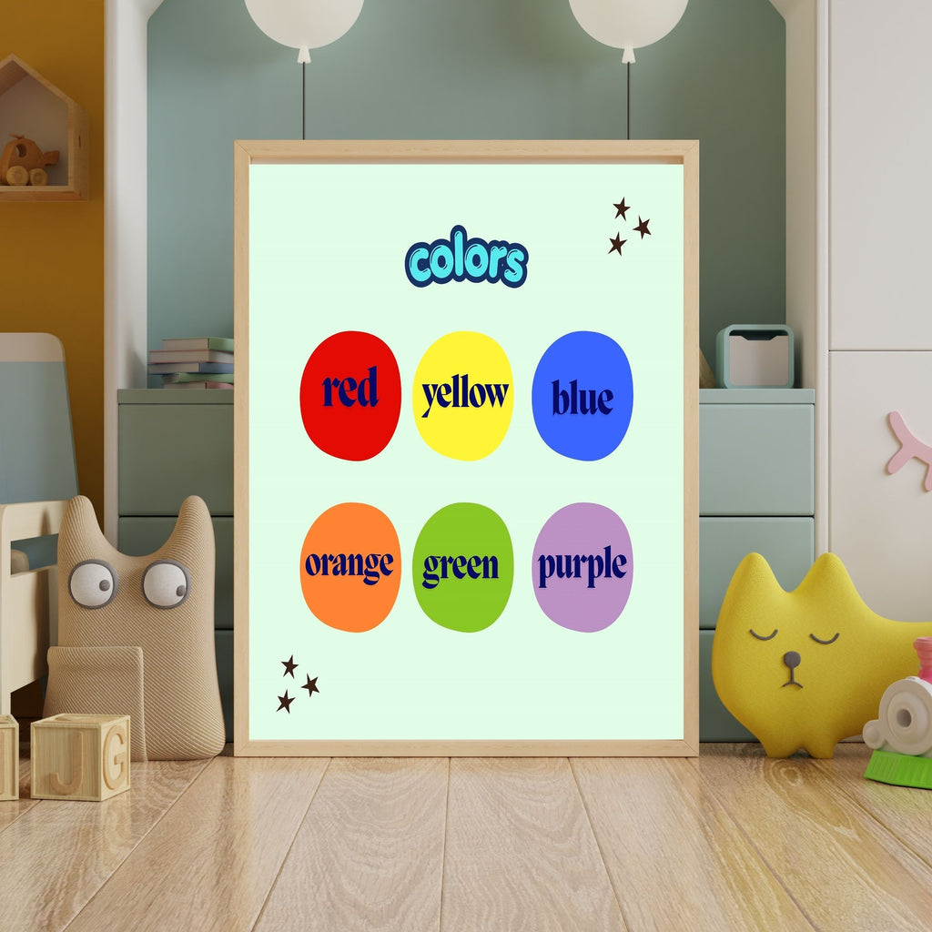 Educational Color Poster for Kids, Printable Nursery Wall Art