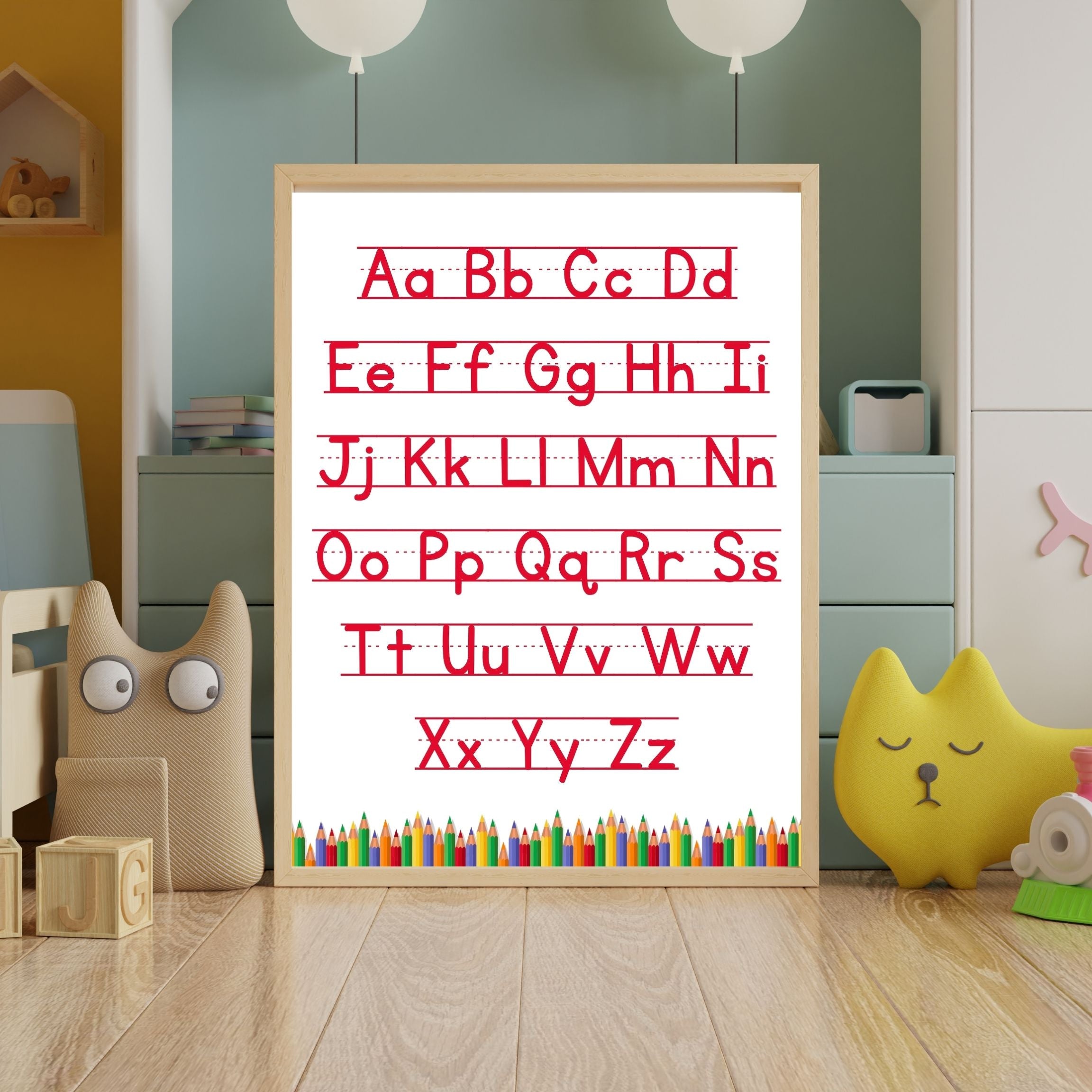 Alphabet Wall Art Printable, ABC Learning Poster, Kids Educational Decor, Nursery Wall Art, Preschool Classroom Print, Homeschool Decor, Digital Download|ke1-4