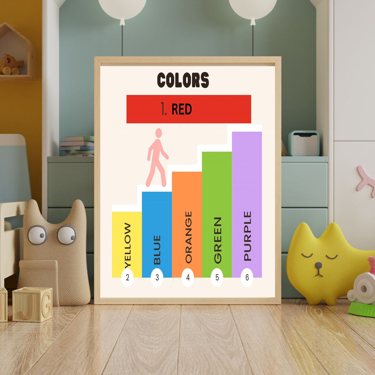 Color Learning Poster for Kids, Printable Playroom Wall Art