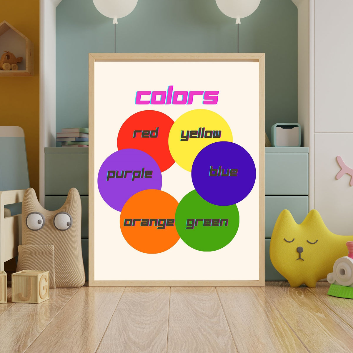 Color Vocabulary Wall Art for Kids, Printable Preschool Poster