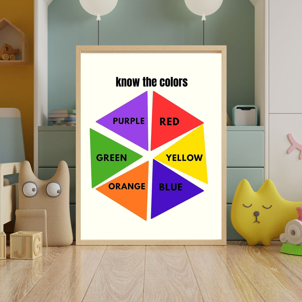 Learn Colors Wall Art for Kids | Educational Nursery Decor | Preschool Color Recognition Poster | Kids Printable Learning Art|ke3-1