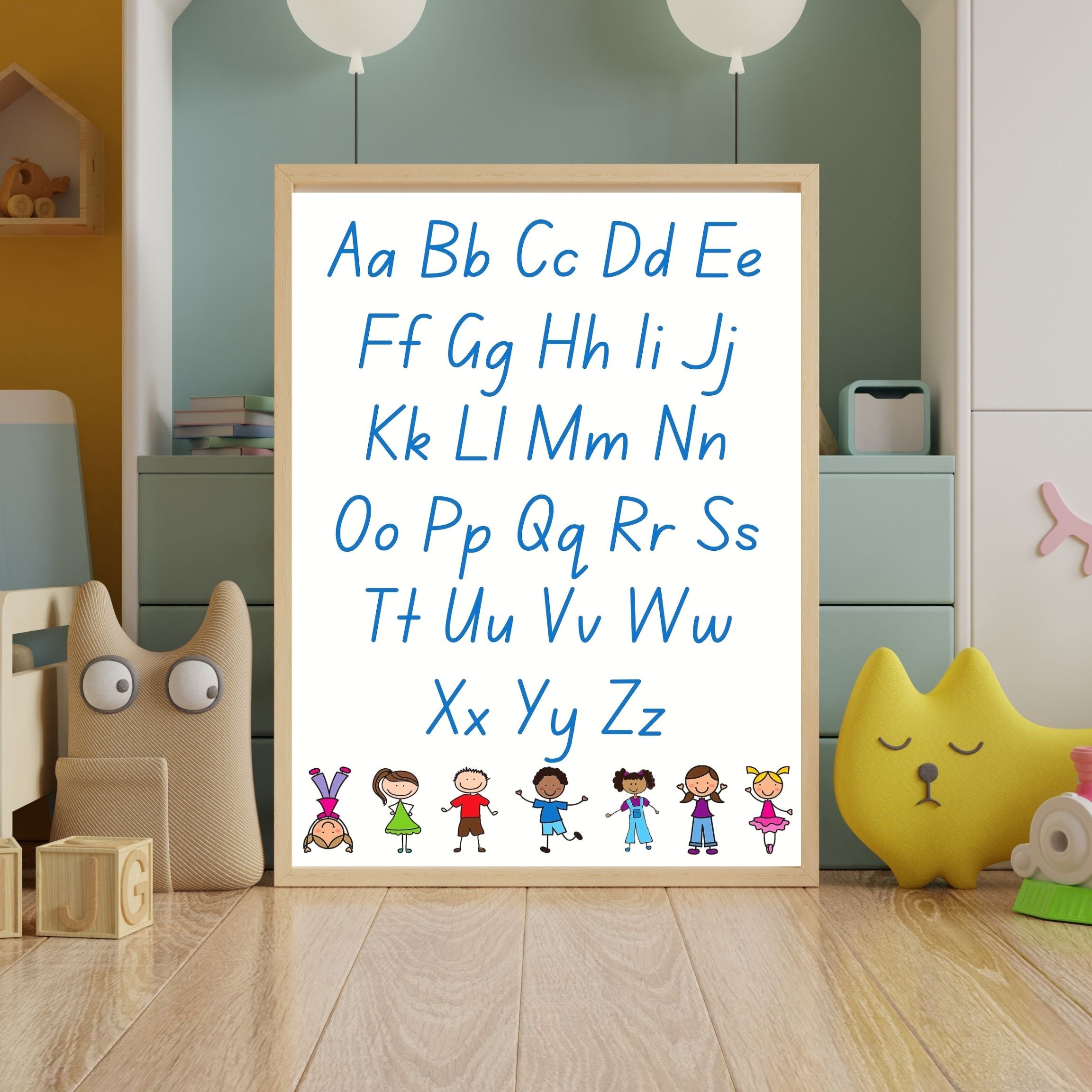 Alphabet Wall Art Printable, ABC Learning Poster, Kids Educational Decor, Nursery Wall Art, Preschool Classroom Print, Homeschool Decor, Digital Download|ke1-3