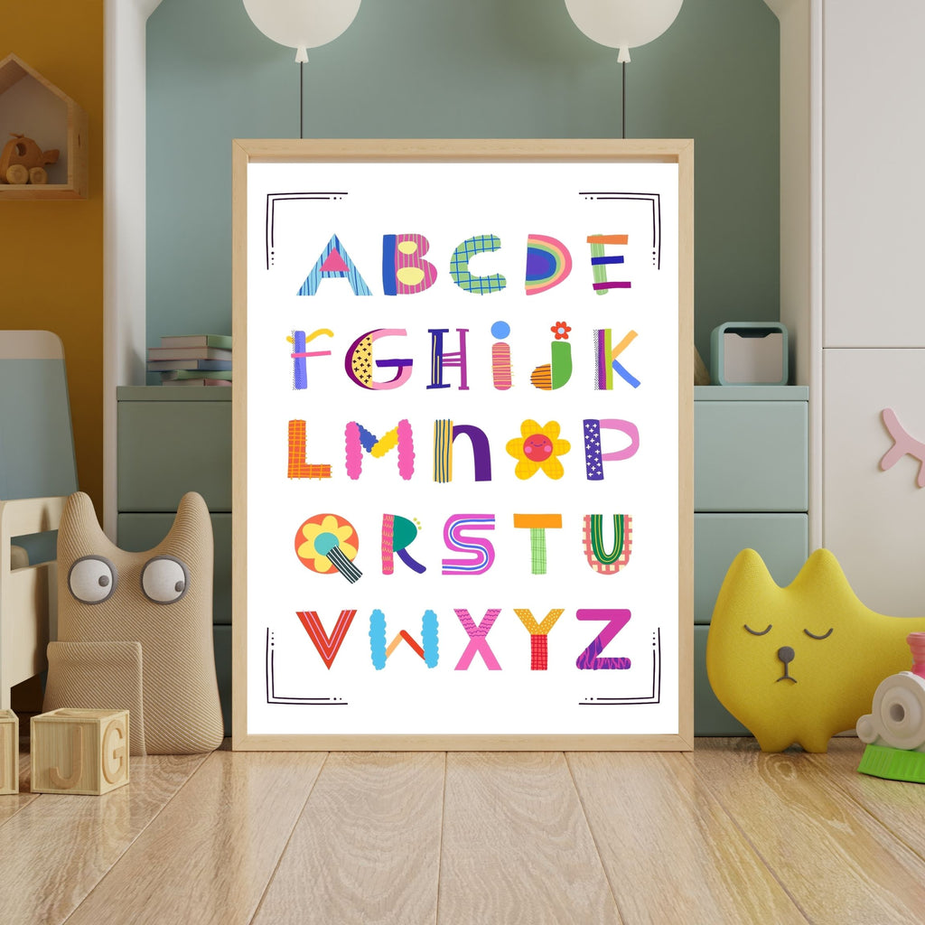 Alphabet Wall Art Printable, ABC Learning Poster, Kids Educational Decor, Nursery Wall Art, Preschool Classroom Print, Homeschool Decor, Digital Download|ke1-5