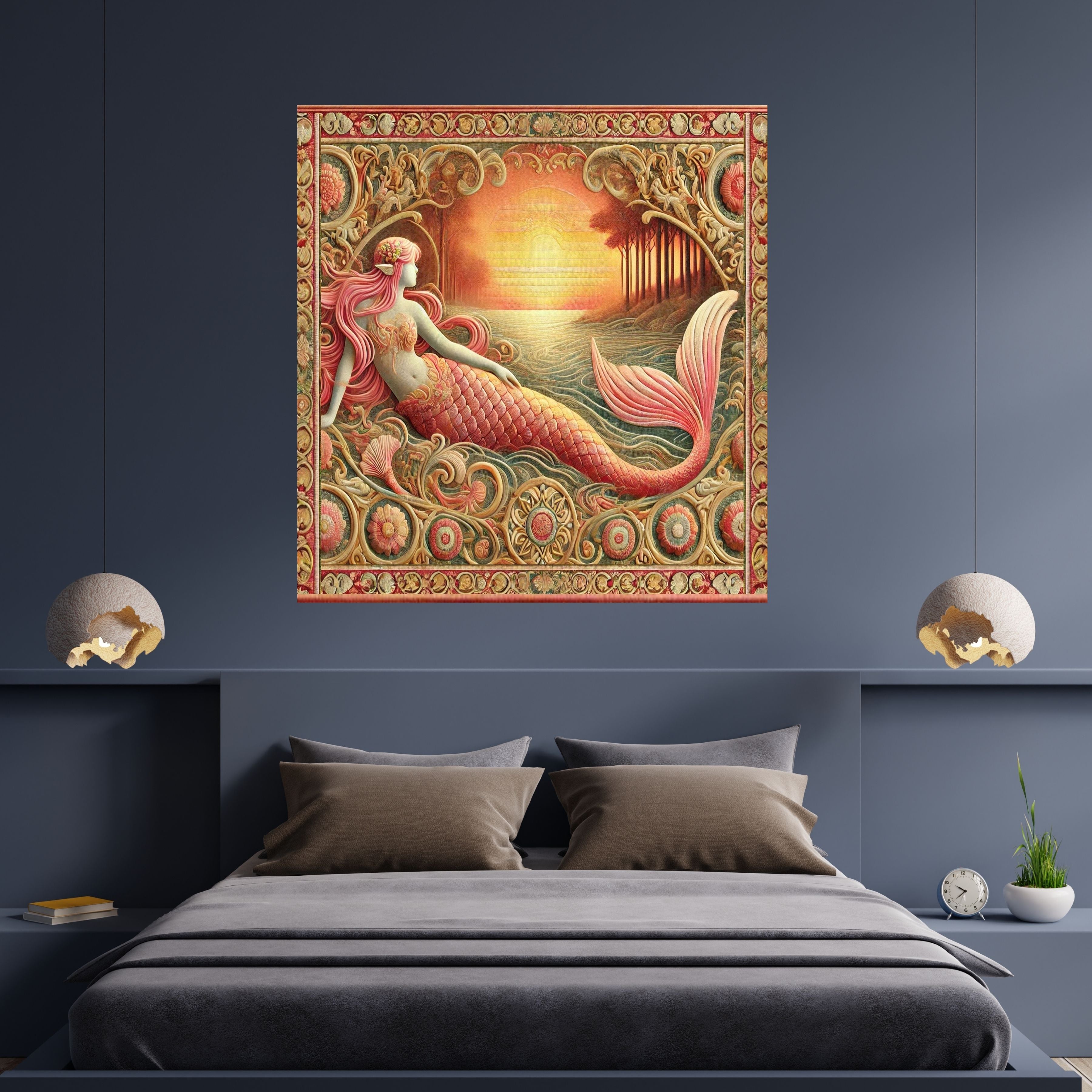 Mermaid Wall Art Printable, Mermaid Nursery Decor, Under the Sea Wall Hanging, Girls Room Decor, Ocean Theme Kids Wall Art, Mermaid Poster Printable, Instant Download|kwd4