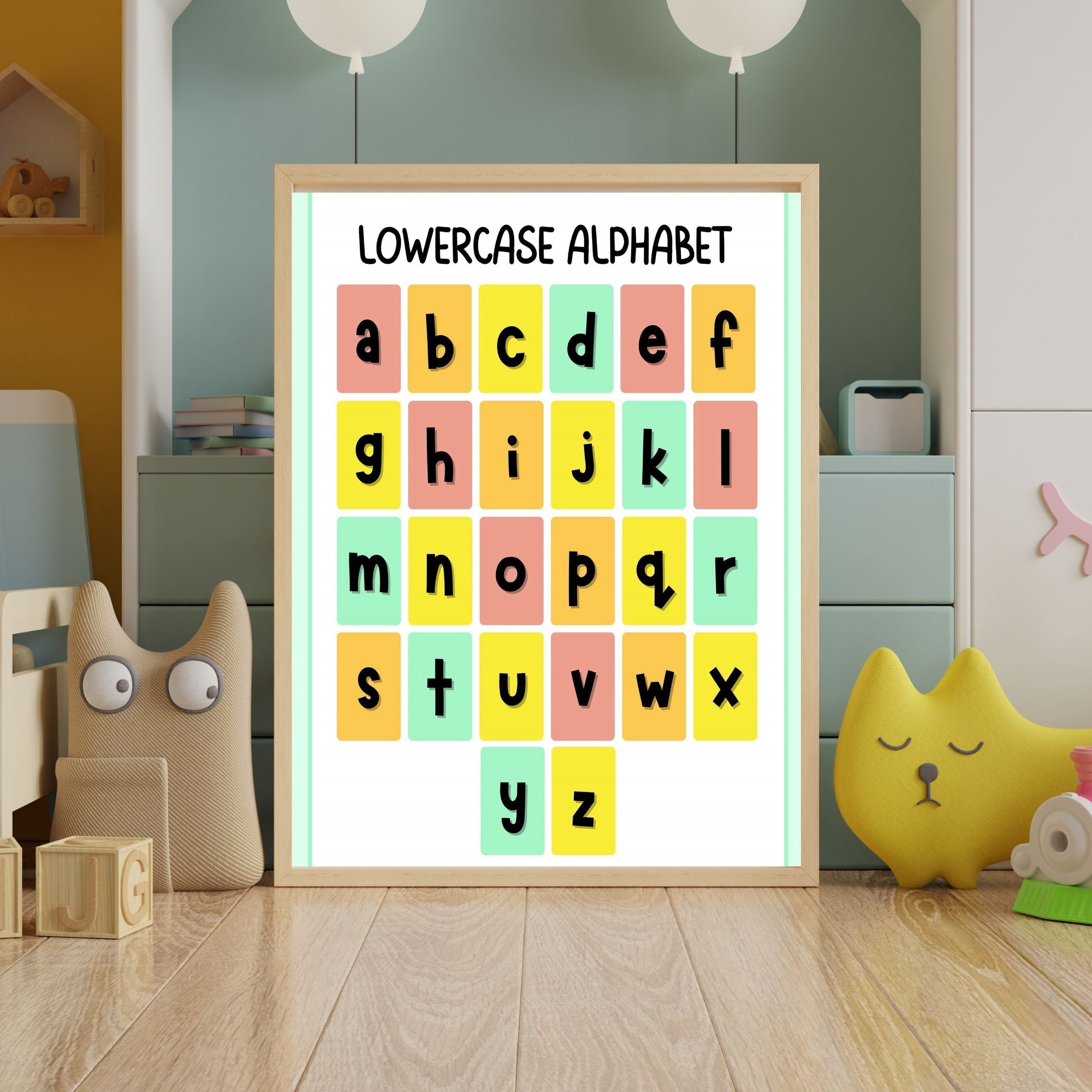 Alphabet Wall Art Printable, ABC Learning Poster, Kids Educational Decor, Nursery Wall Art, Preschool Classroom Print, Homeschool Decor, Digital Download|ke1-10