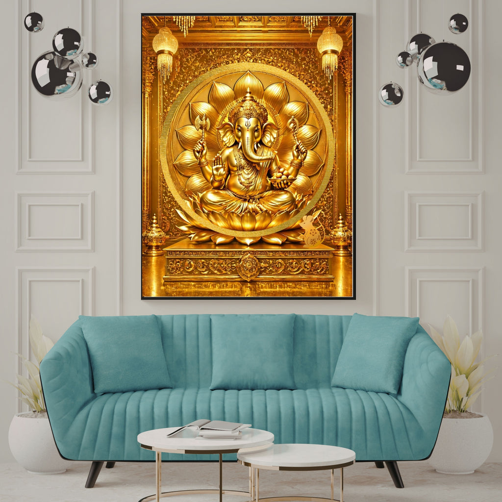 Luxury Lord Ganesha Wall Art Printable | Ganapathi Digital Download | Hindu God Decor | Spiritual Poster | Ganesh Chaturthi Gift | 11 Sizes |sp3