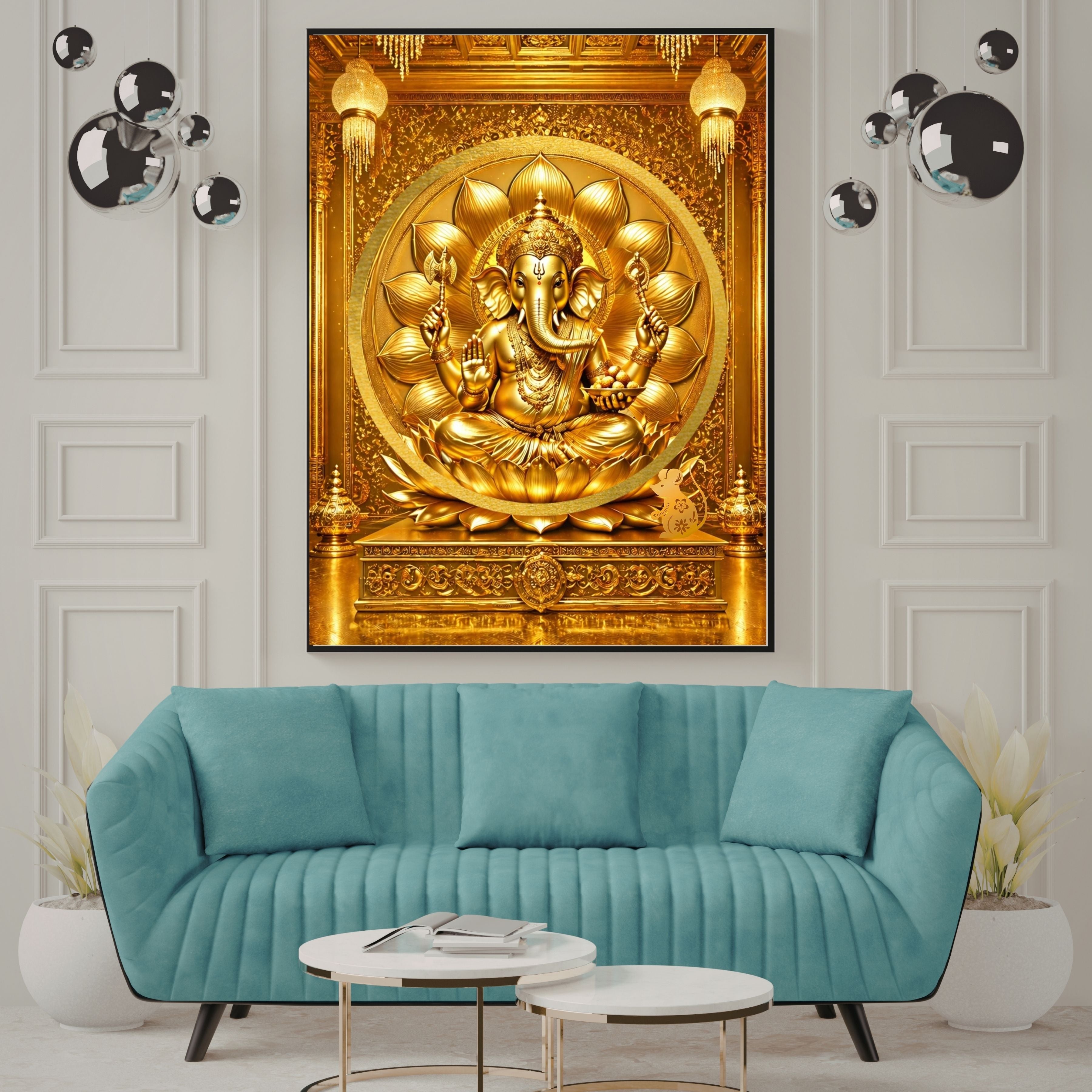 Luxury Lord Ganesha Wall Art Printable | Ganapathi Digital Download | Hindu God Decor | Spiritual Poster | Ganesh Chaturthi Gift | 11 Sizes |sp3