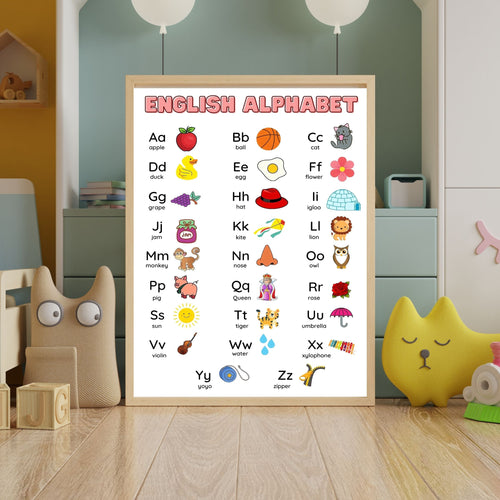 Alphabet Wall Art Printable, ABC Learning Poster, Kids Educational Decor, Nursery Wall Art, Preschool Classroom Print, Homeschool Decor, Digital Download|ke1-2