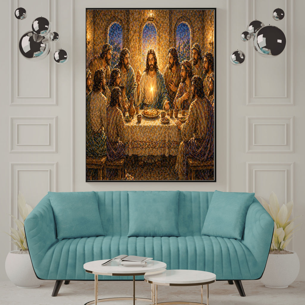 Last Supper Wall Art Printable | Jesus and 12 Disciples Mosaic Print | Christian Dining Room Decor Communion Eucharist Faith Gift
