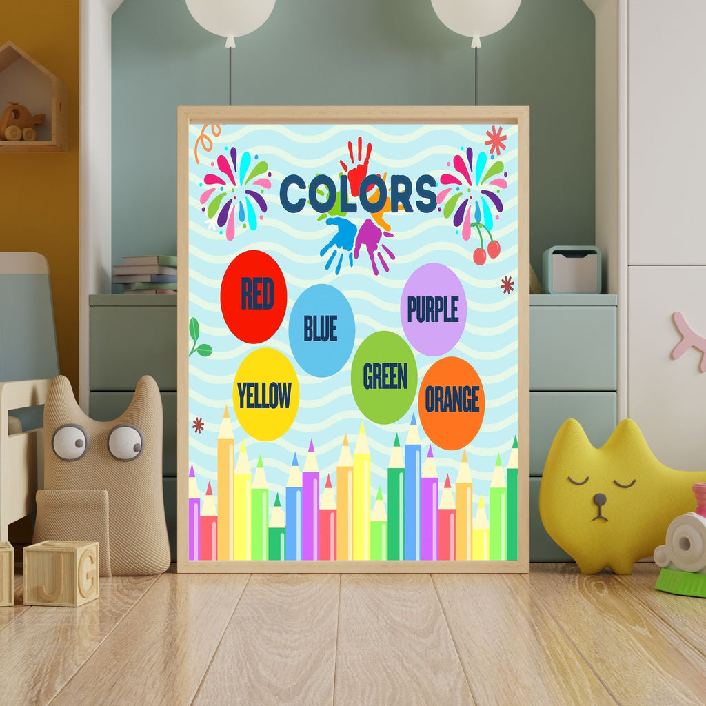 Educational Color Wall Art for Kids, Printable Nursery Decor