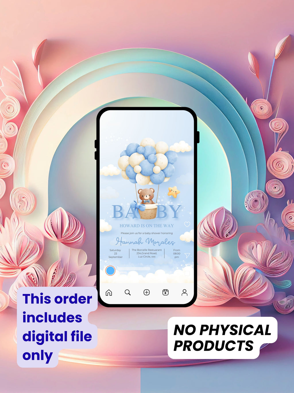 BABY SHOWER Editable Video Invitation | Canva Pro Template | Baby Shower Invite  | Instant Download|ki29