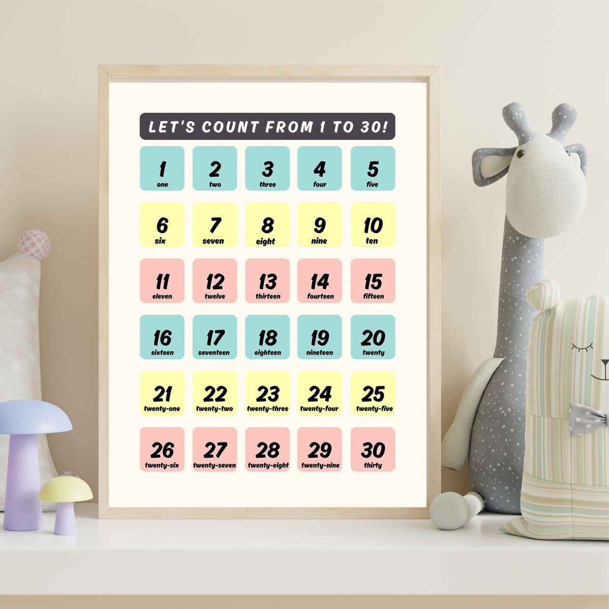 Number Wall Art for Kids 11+ sizes, Counting Poster Printable, Educational Nursery Decor, Preschool Learning Print, Math Wall Art, Digital Download|ke2-7