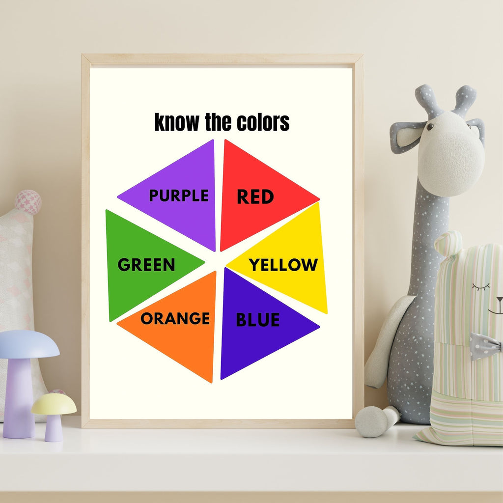 Learn Colors Wall Art for Kids | Educational Nursery Decor | Preschool Color Recognition Poster | Kids Printable Learning Art|ke3-1