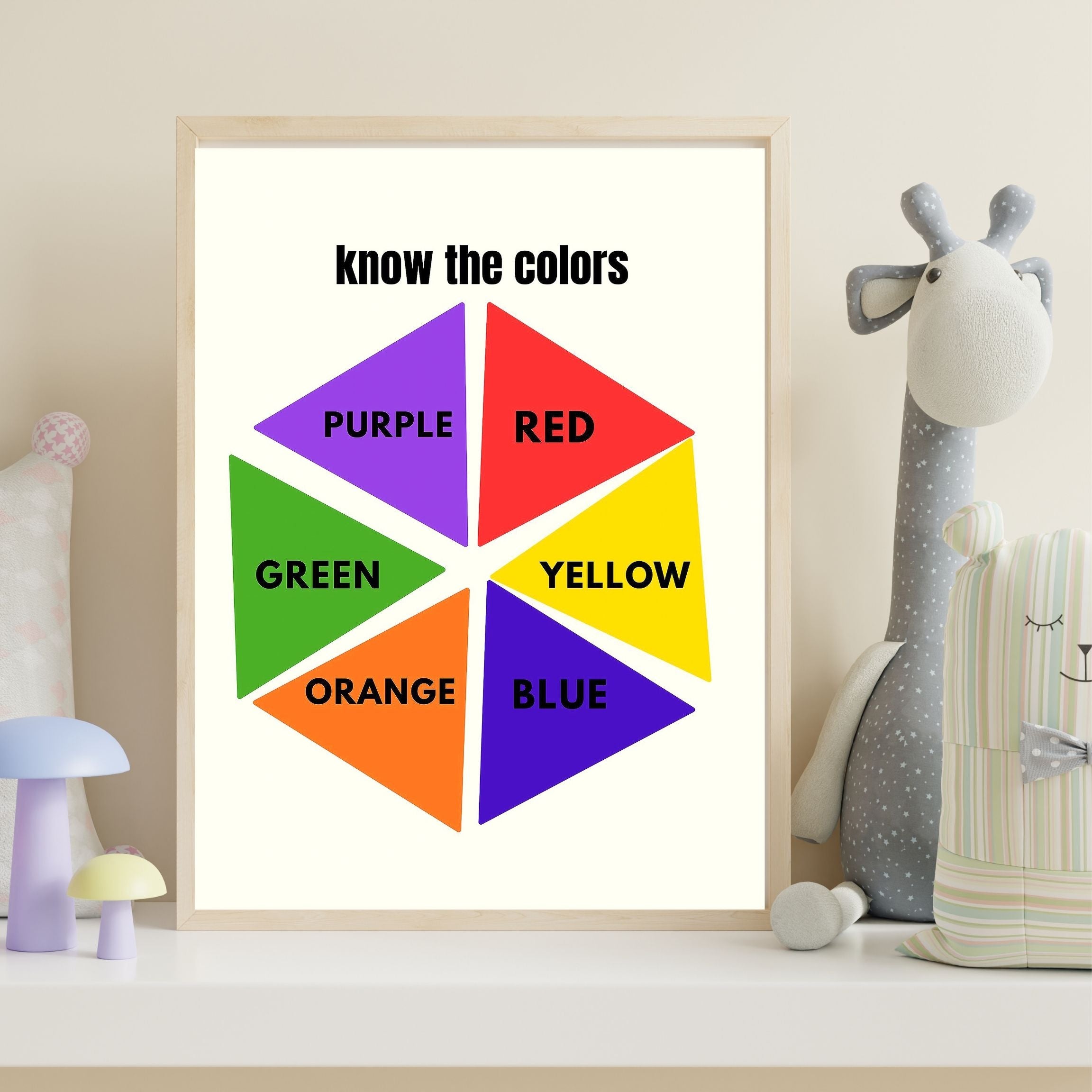 Learn Colors Wall Art for Kids | Educational Nursery Decor | Preschool Color Recognition Poster | Kids Printable Learning Art|ke3-1