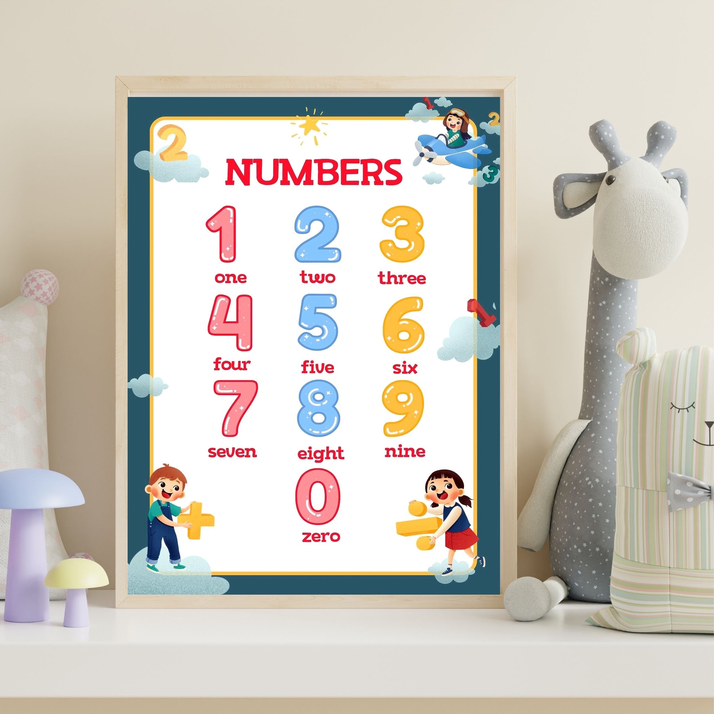 Number Wall Art for Kids 11+ sizes, Counting Poster Printable, Educational Nursery Decor, Preschool Learning Print, Math Wall Art, Digital Download|ke2-15