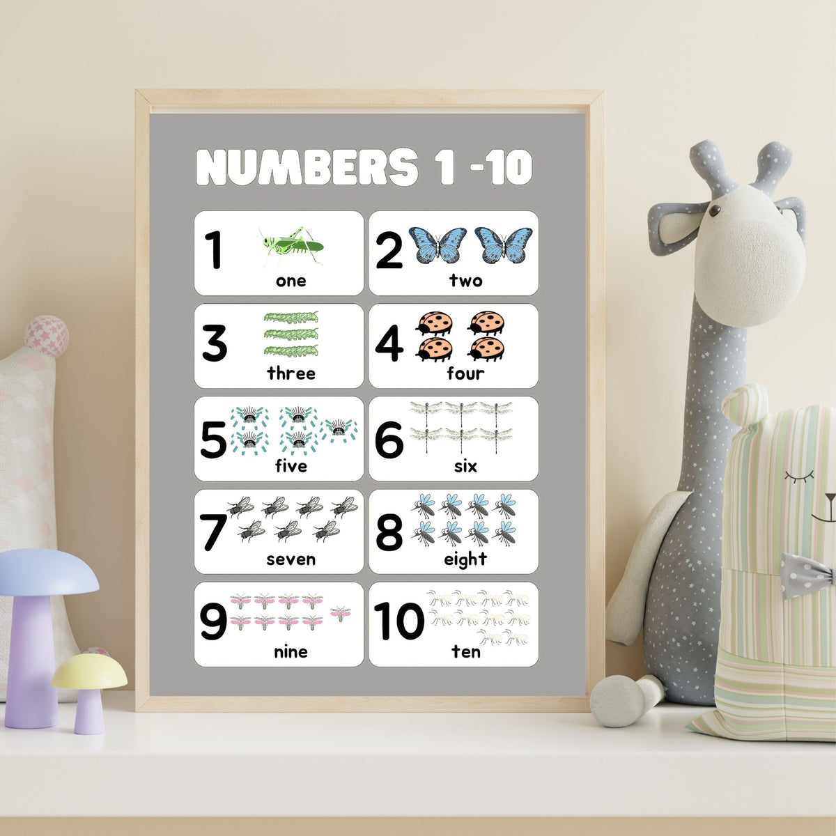 Number Wall Art for Kids 11+ sizes, Counting Poster Printable, Educational Nursery Decor, Preschool Learning Print, Math Wall Art, Digital Download|ke2-2