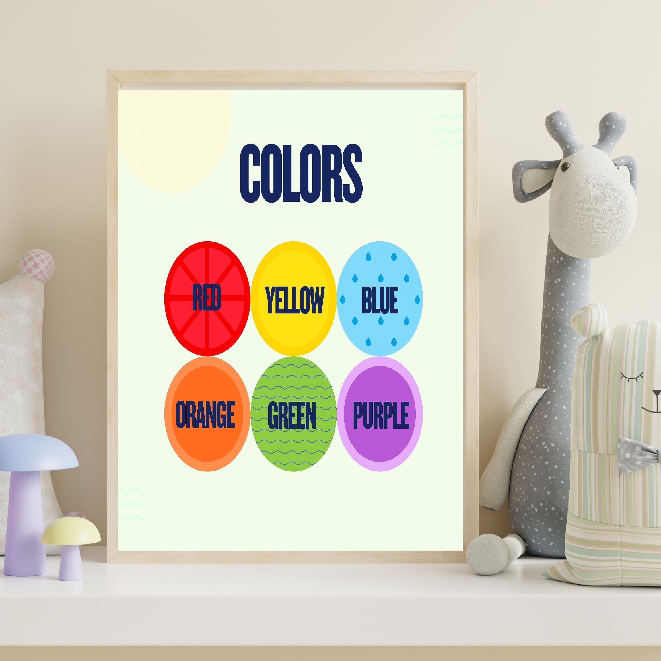 Learn Colors Wall Art for Kids | Educational Nursery Decor | Preschool Color Recognition Poster | Kids Printable Learning Art|ke3-11