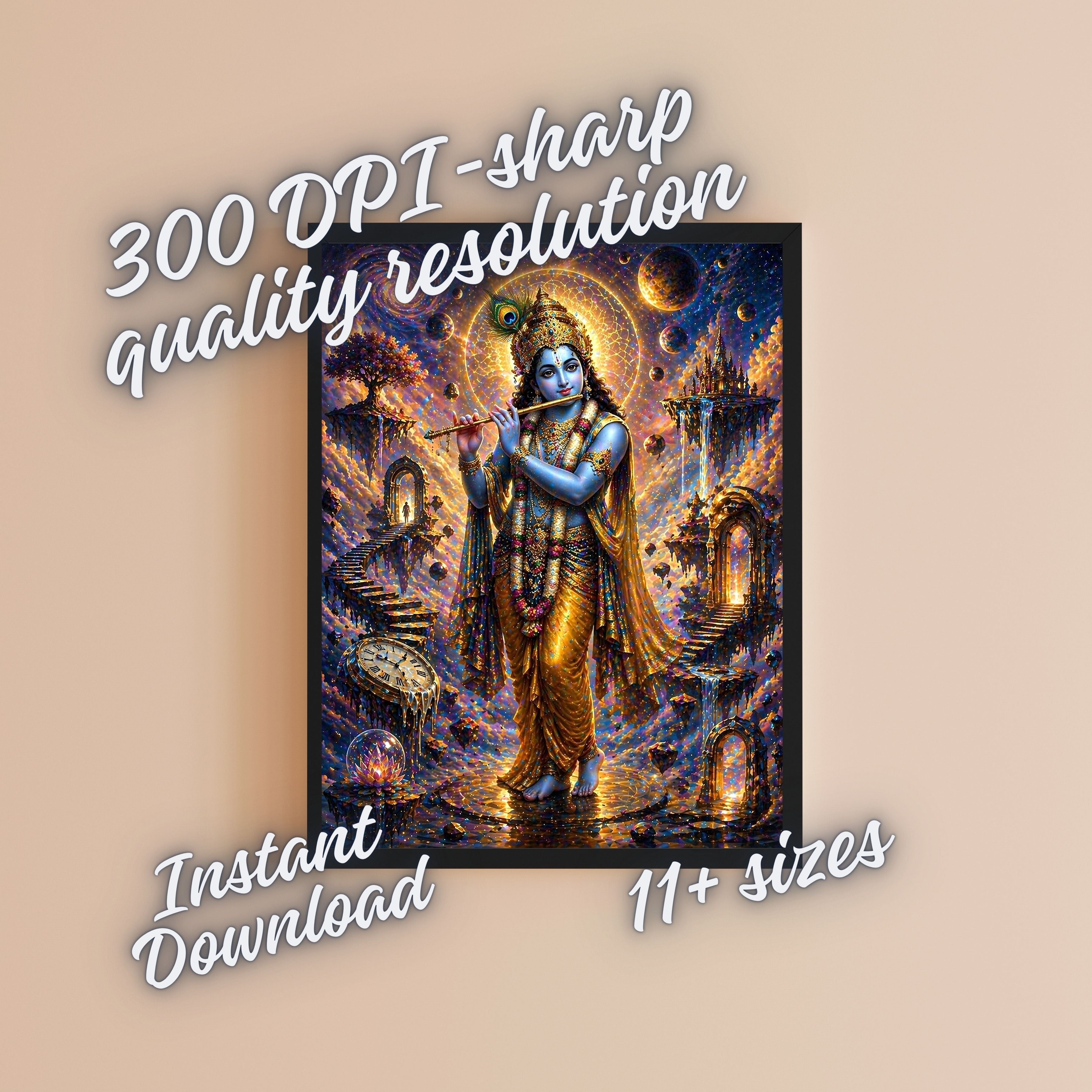 Commercial Use Lord Krishna Wall Art Bundle | Hindu Printable Decor | Commercial Use License Included | Spiritual Home Decor | Pooja Room Prints | Digital Download|sp48c