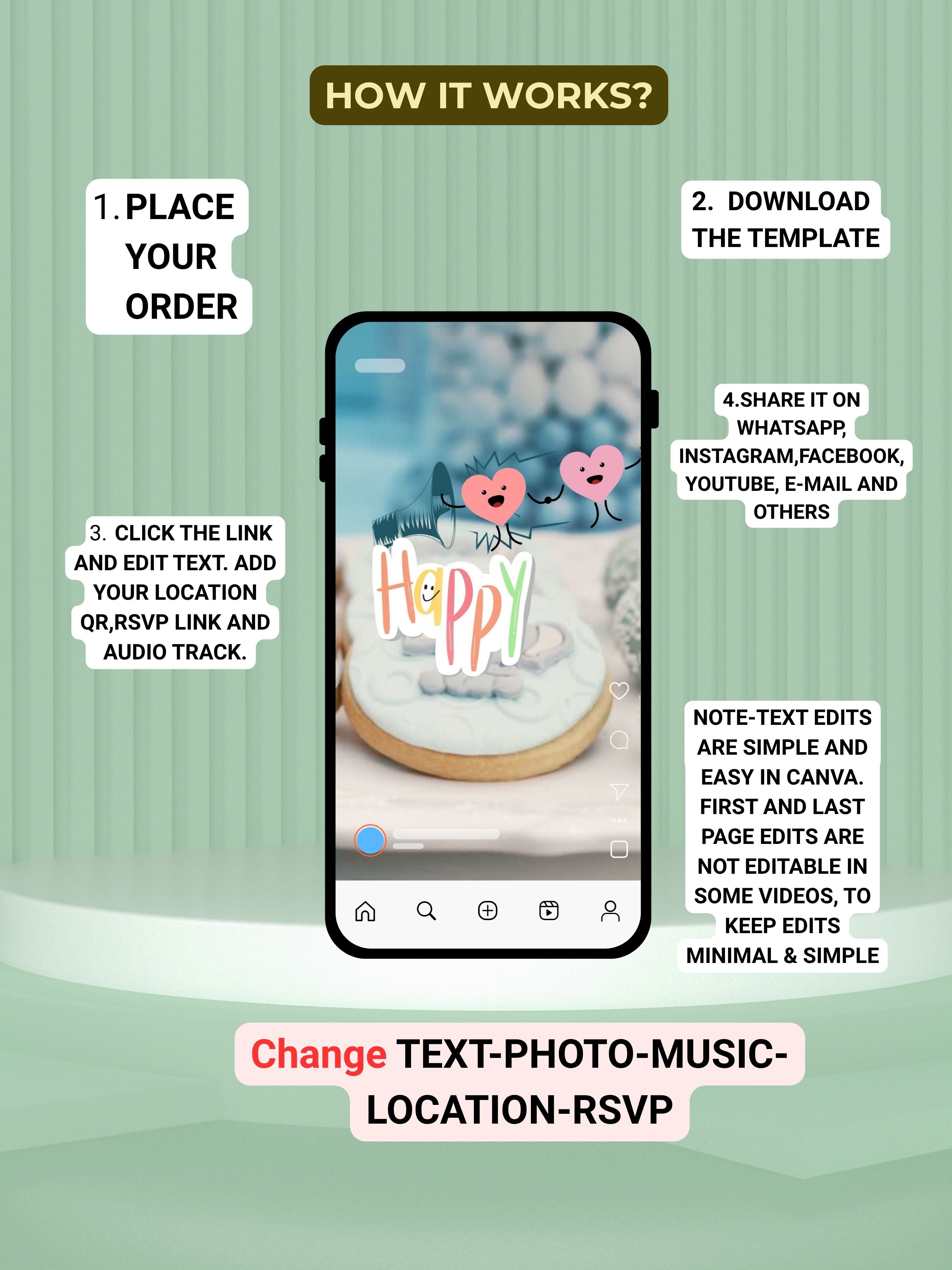 BABY ANOUNCEMENT Editable Video | Canva Pro Template | Baby Boy & Baby Girl Reveal | Photo, Music | ki26