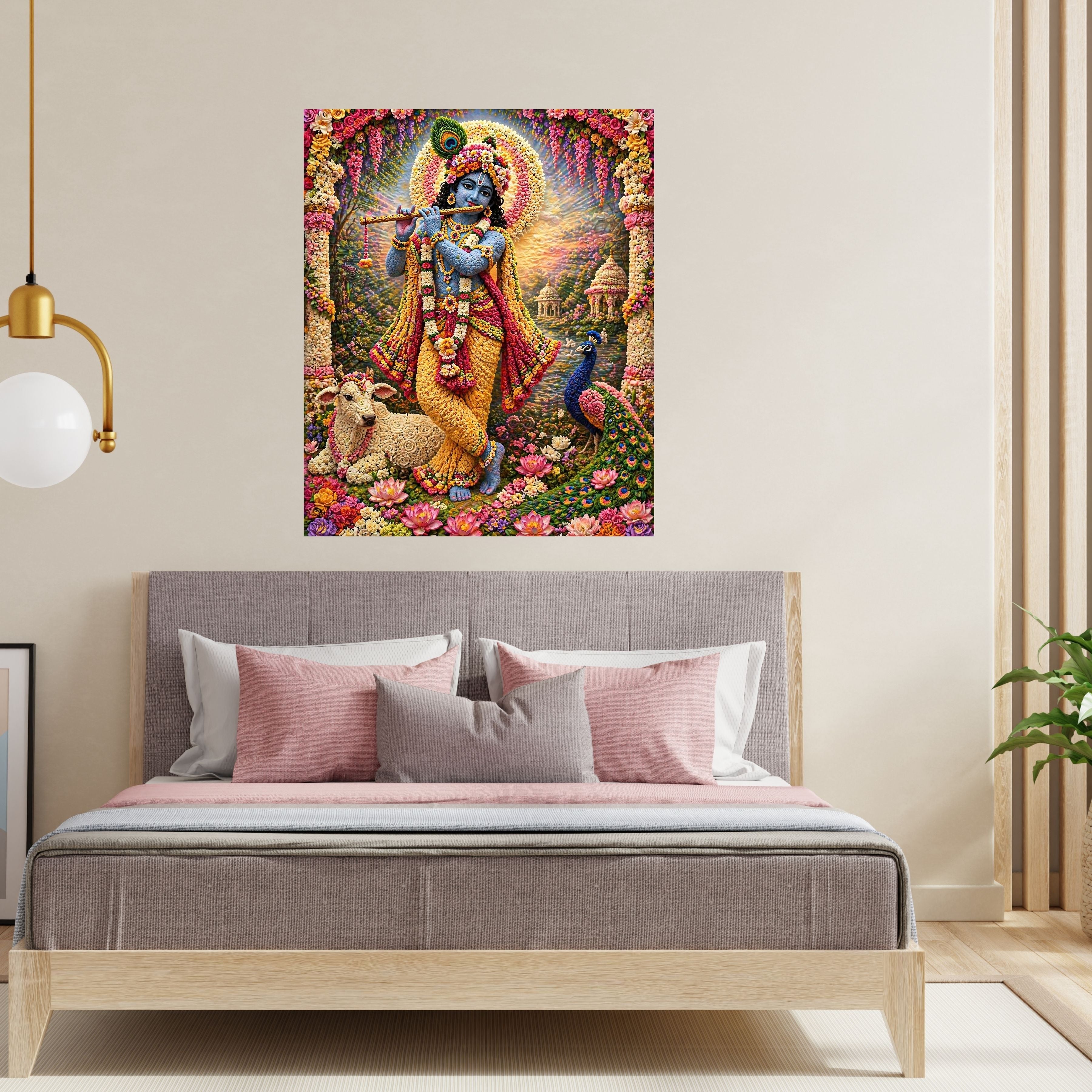 Lord Krishna Wall Art Printable, Krishna Digital Download, Hindu Wall Decor, Spiritual Home Decor, Pooja Room Art, Krishna Poster, Temple Artwork|sp77