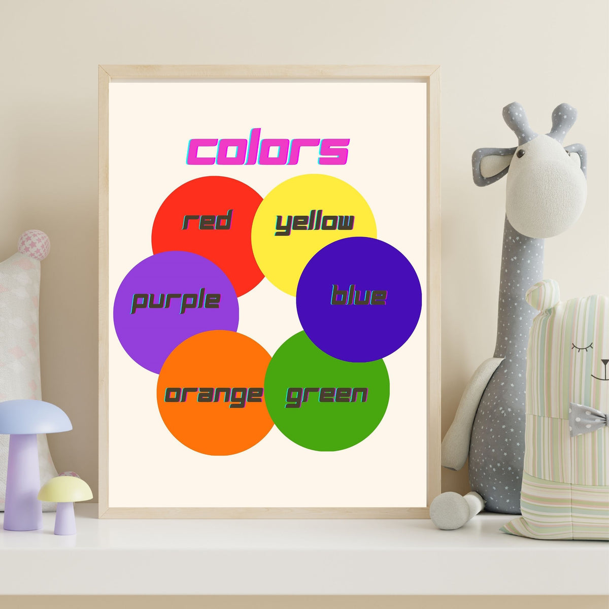 Color Vocabulary Wall Art for Kids, Printable Preschool Poster