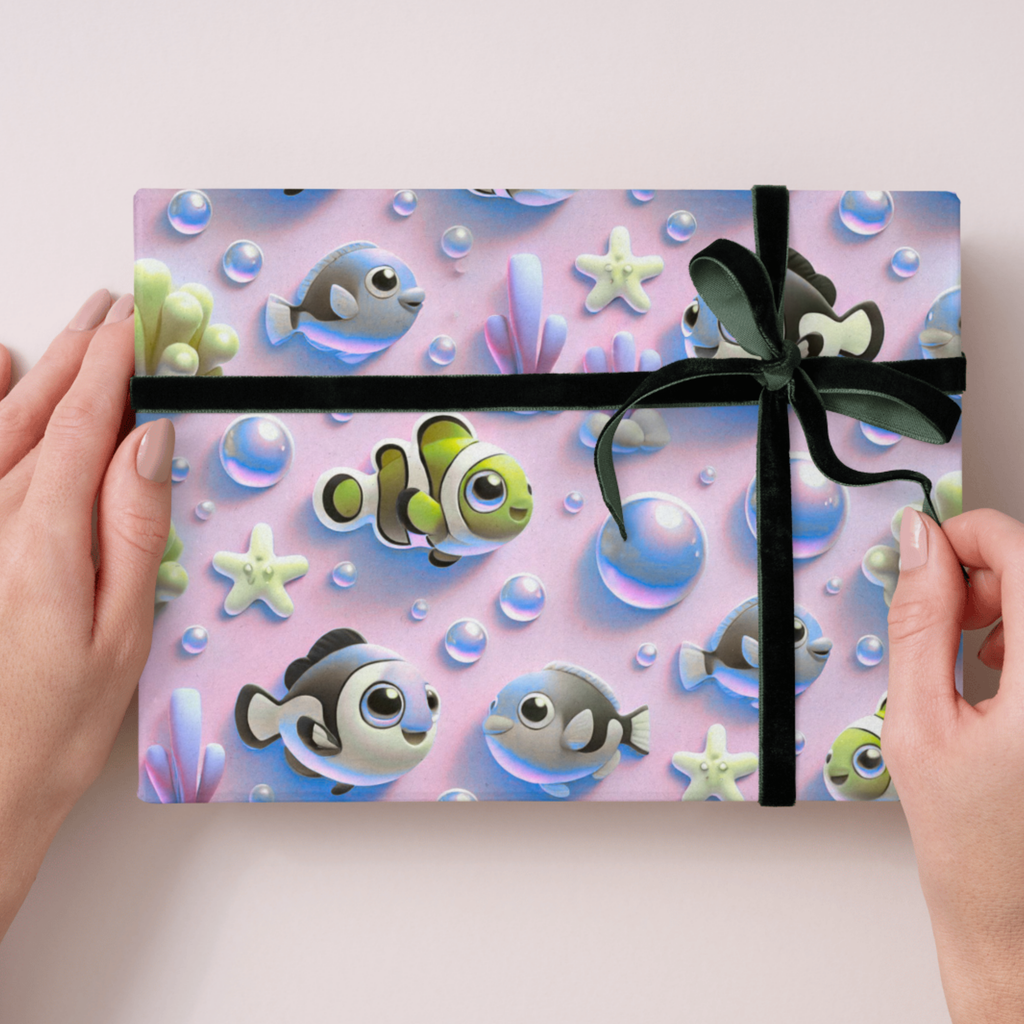 Cute 3D Kawaii Clownfish Ocean Seamless Pattern Bundle 10 Colourways Commercial Use - Kids Digital Paper POD Nursery Products Ocean Kids Room Decor Party Textile