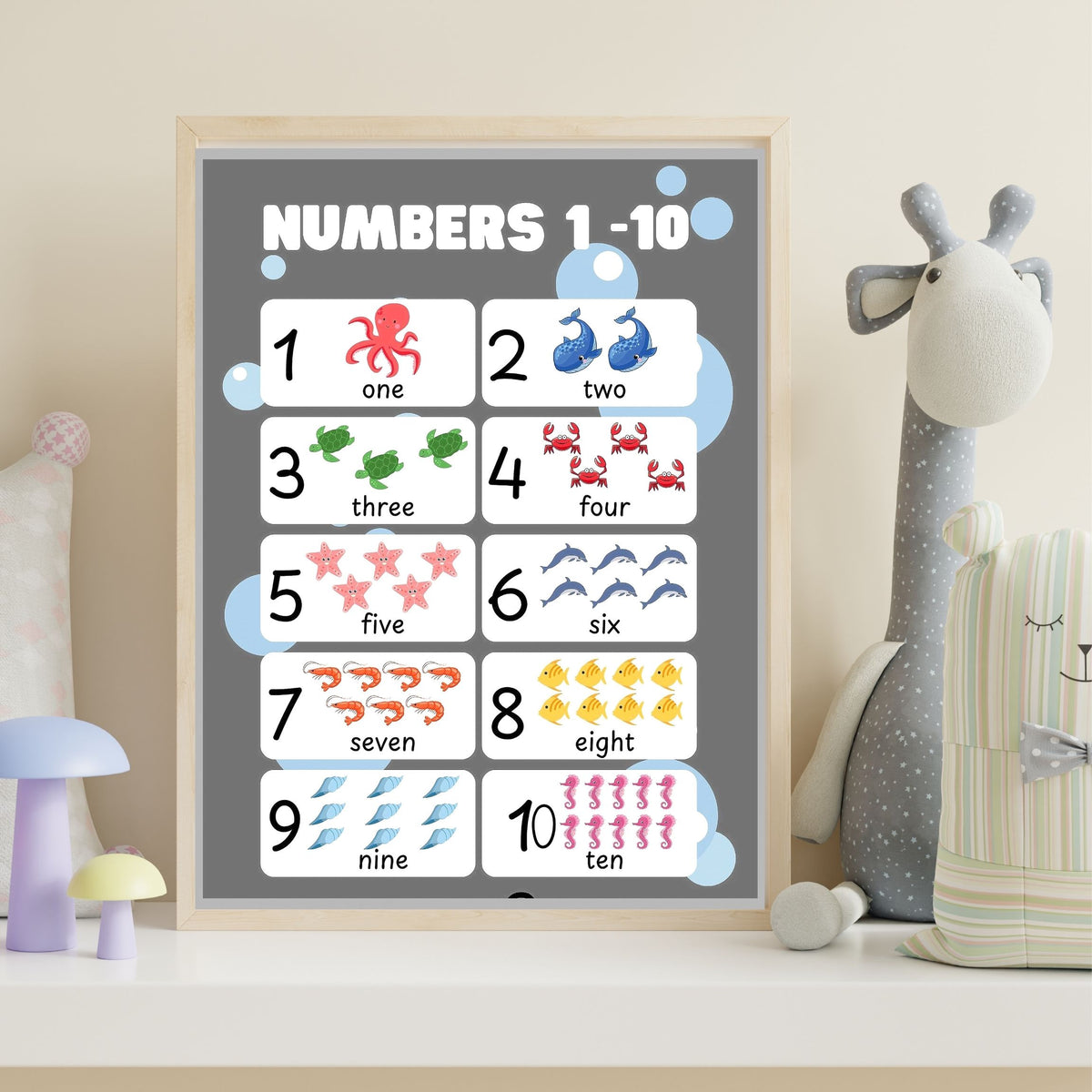 Number Wall Art for Kids 11+ sizes, Counting Poster Printable, Educational Nursery Decor, Preschool Learning Print, Math Wall Art, Digital Download|ke2-6