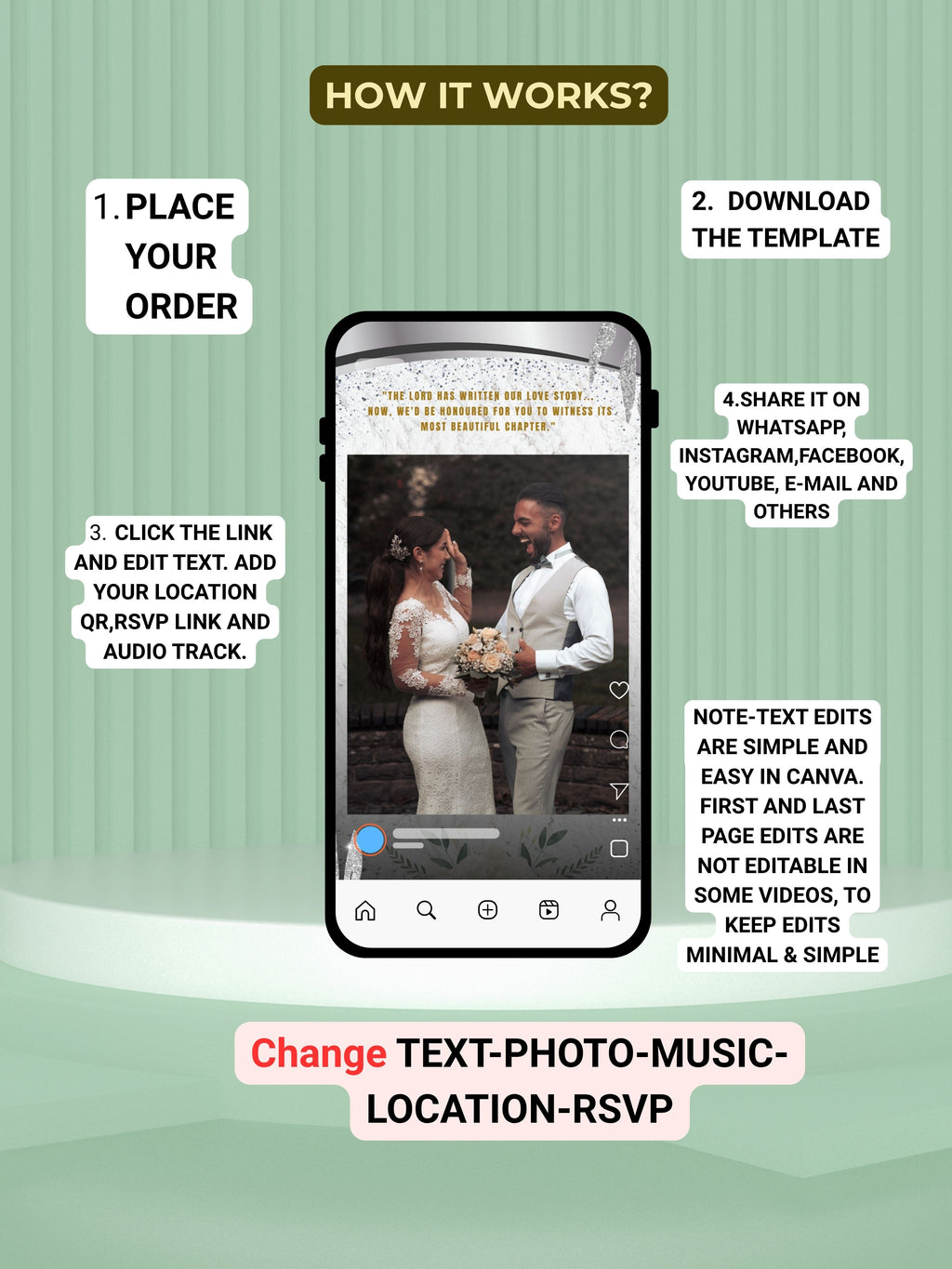WI0016-CHURCH WEDDING Invitation Video Template | Editable Christian Wedding Invite |Digital Wedding Invitation |Wedding Video