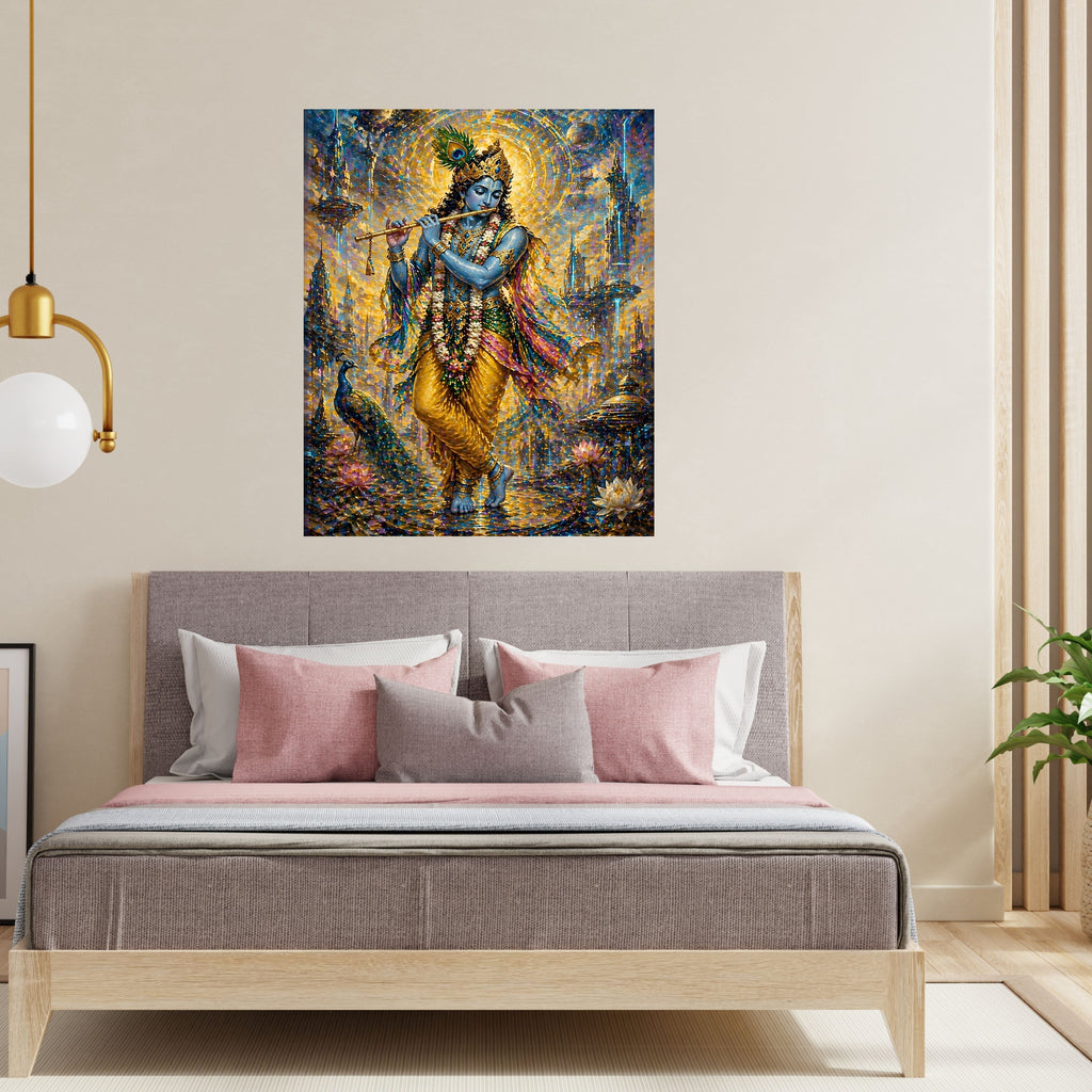 Lord Krishna Wall Art Printable, Krishna Digital Download, Hindu Wall Decor, Spiritual Home Decor, Pooja Room Art, Krishna Poster, Temple Artwork|sp69