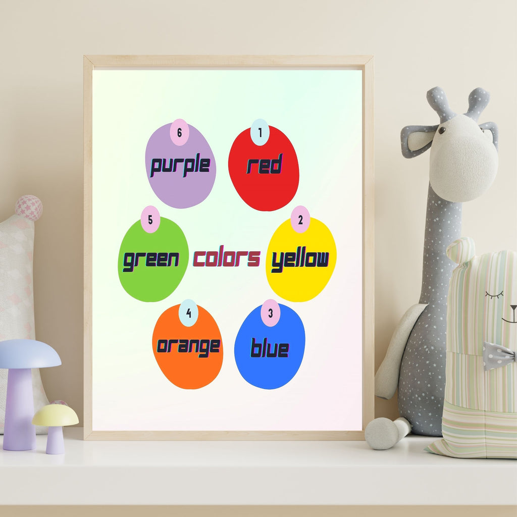 Preschool Color Learning Wall Art for Kids, Printable Poster