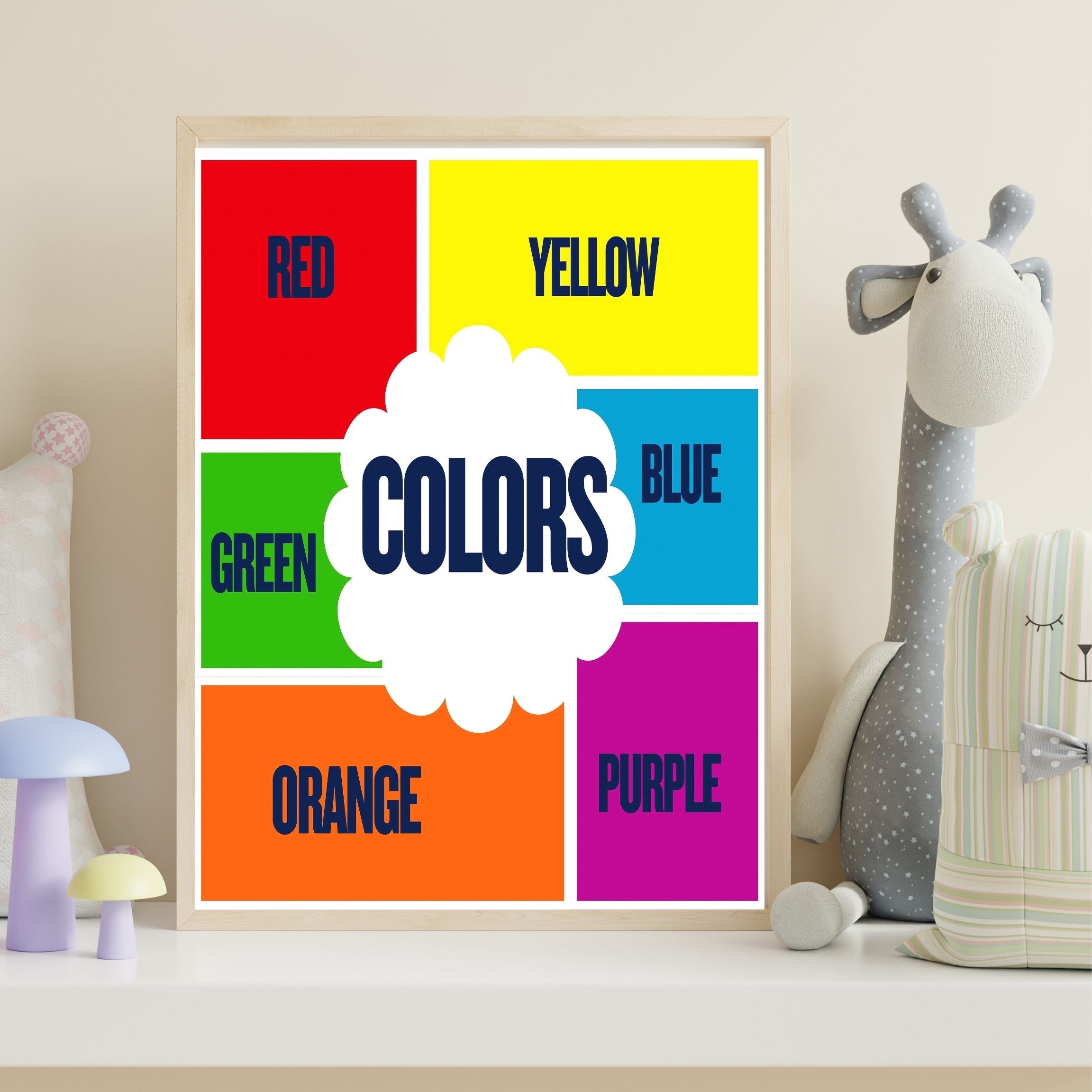 Learn Colors Wall Art for Kids | Educational Nursery Decor | Preschool Color Recognition Poster | Kids Printable Learning Art|ke3-13
