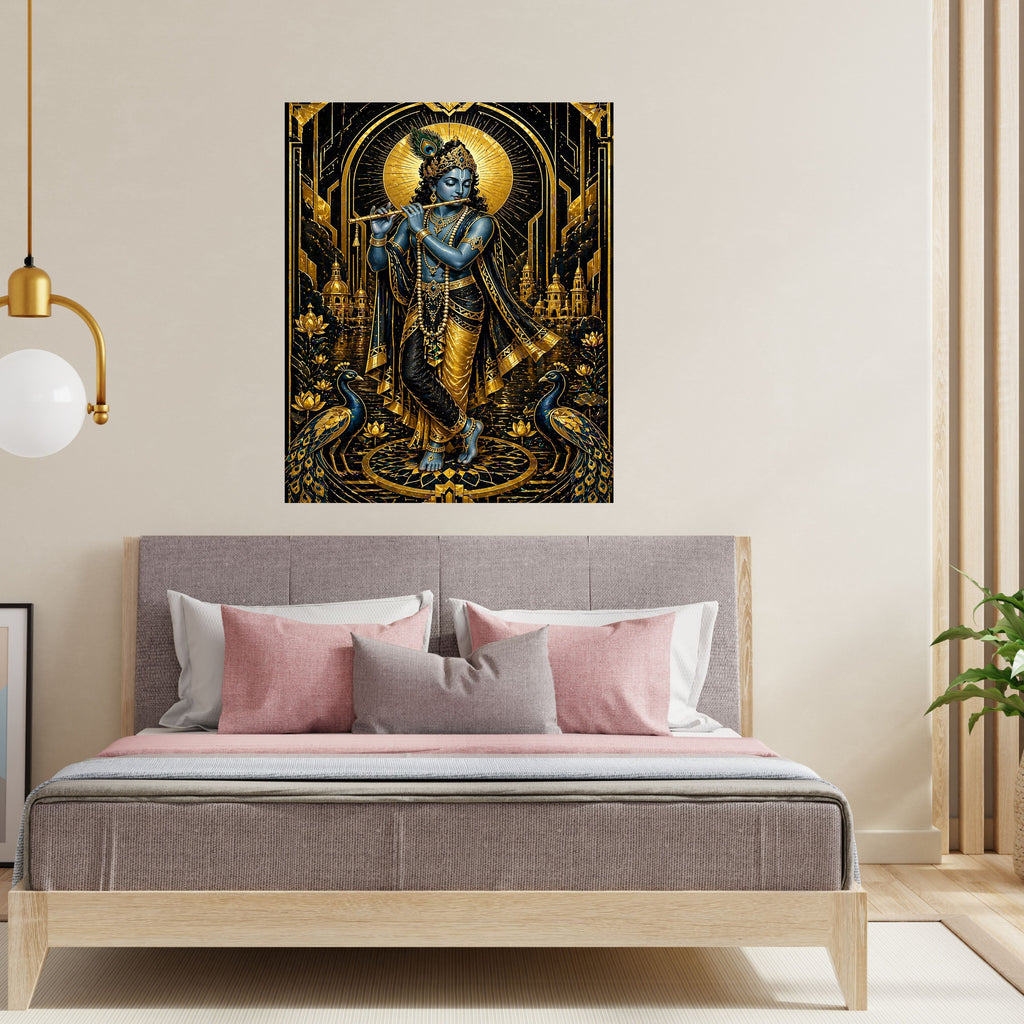 Lord Krishna Wall Art Printable, Krishna Digital Download, Hindu Wall Decor, Spiritual Home Decor, Pooja Room Art, Krishna Poster, Temple Artwork|sp61