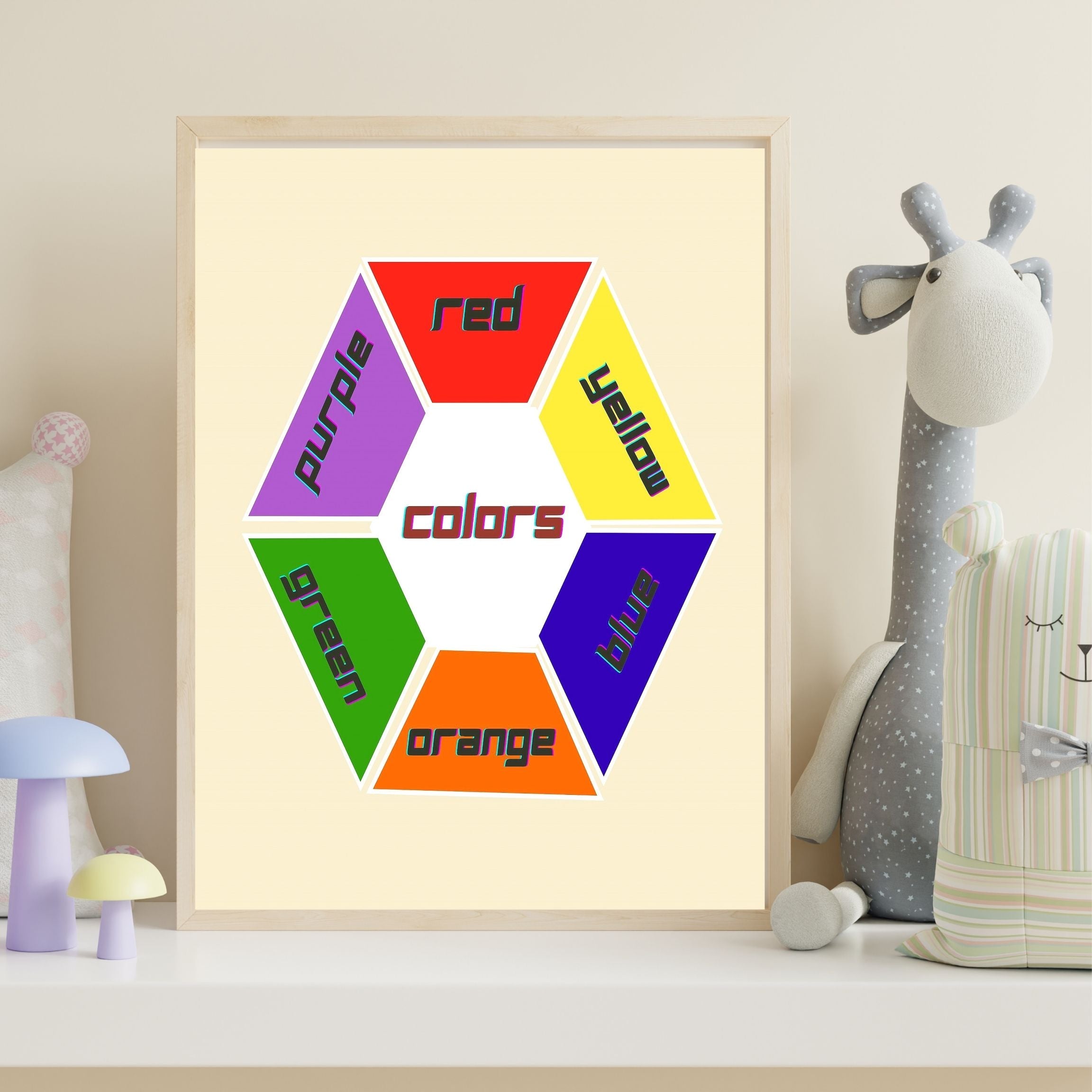 Learn Colors Wall Art for Kids | Educational Nursery Decor | Preschool Color Recognition Poster | Kids Printable Learning Art|ke3-3