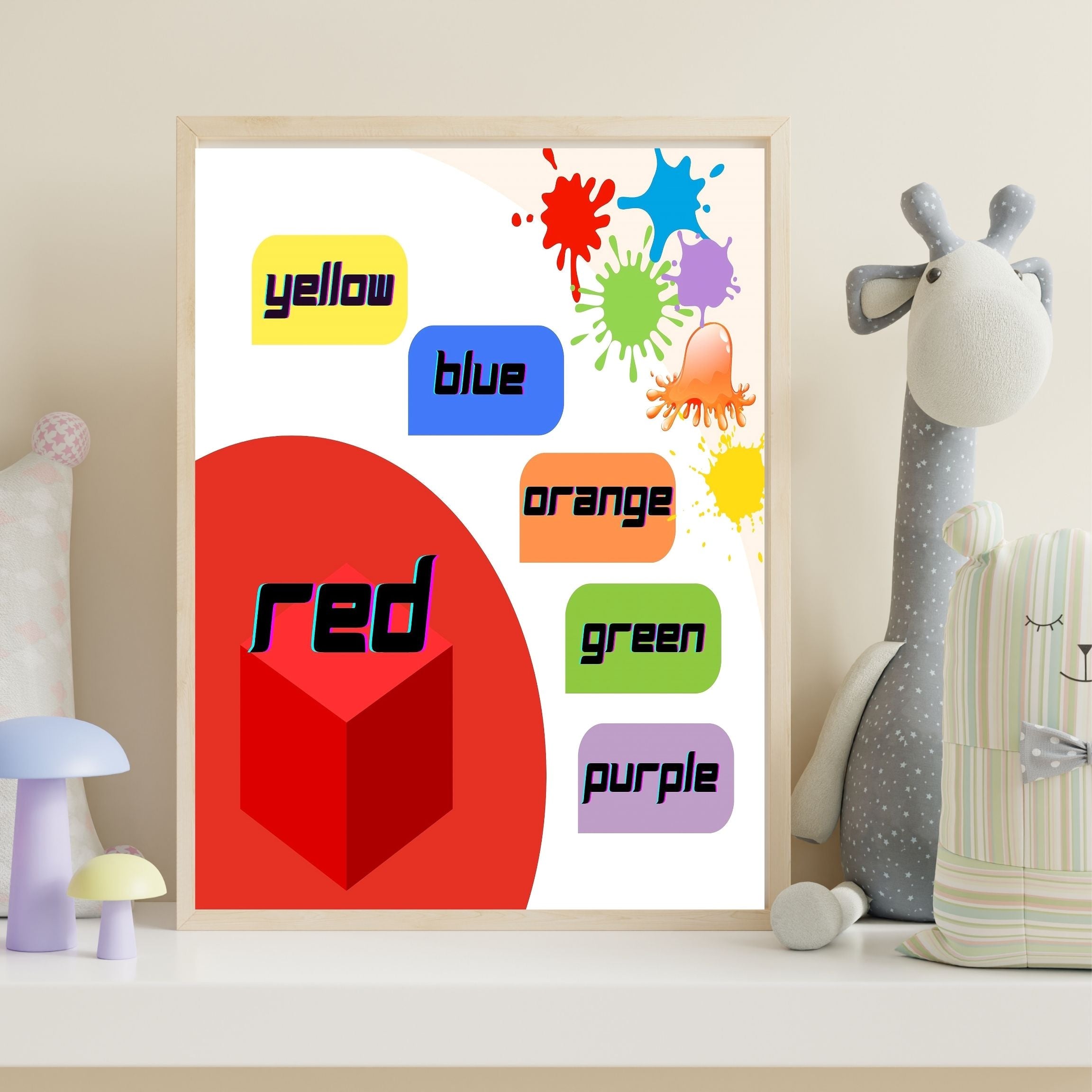 Learn Colors Wall Art for Kids | Educational Nursery Decor | Preschool Color Recognition Poster | Kids Printable Learning Art|ke3-8