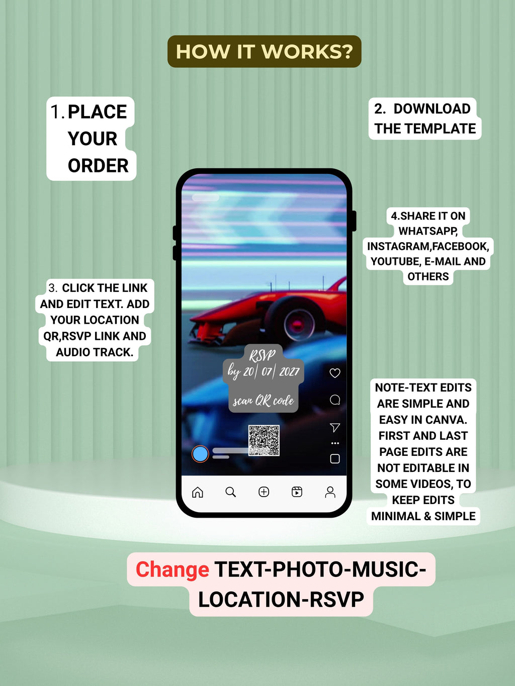 Commercial use-CAR RACING Birthday Video Invitation | Canva pro Template | Kids Race Party Invite | ki53c