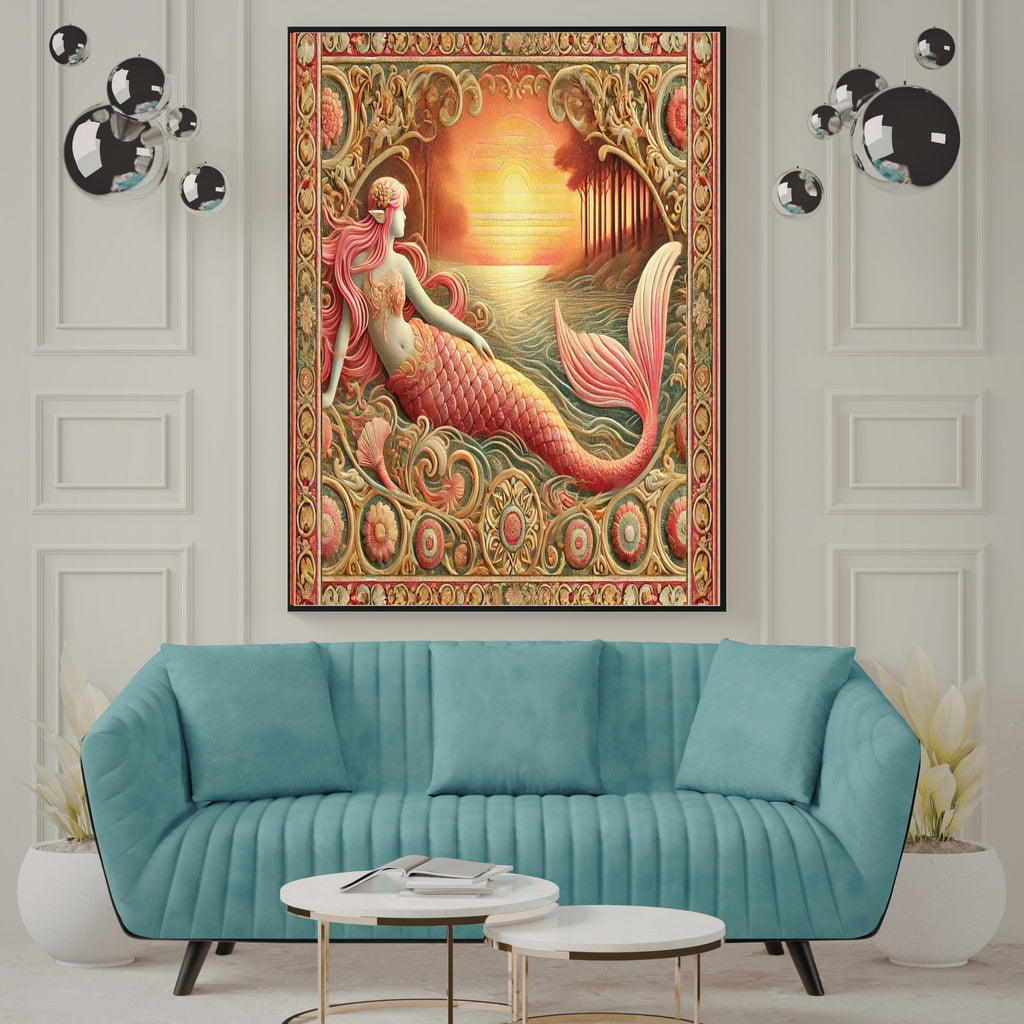 Mermaid Wall Art Printable, Mermaid Nursery Decor, Under the Sea Wall Hanging, Girls Room Decor, Ocean Theme Kids Wall Art, Mermaid Poster Printable, Instant Download|kwd4