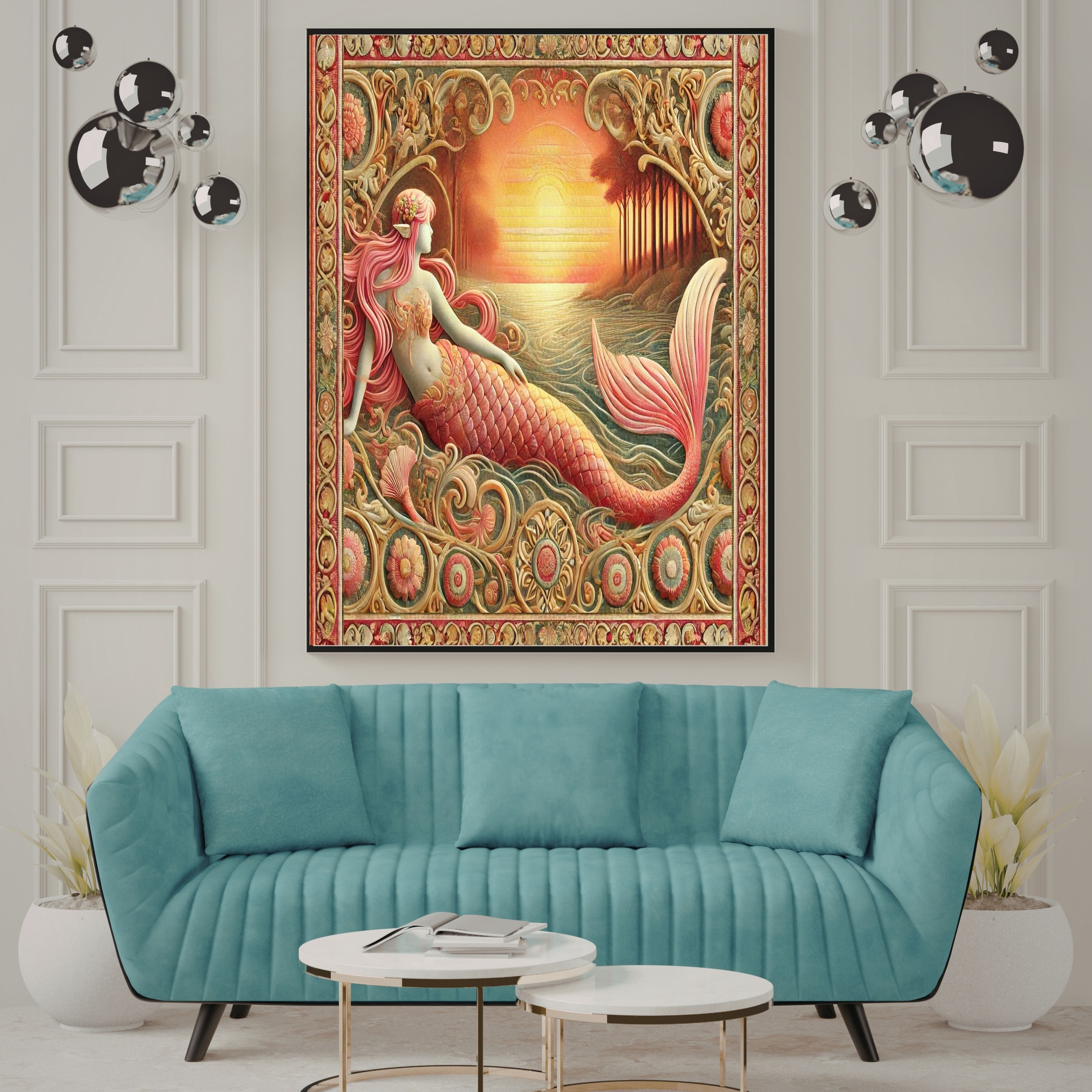 Mermaid Wall Art Printable, Mermaid Nursery Decor, Under the Sea Wall Hanging, Girls Room Decor, Ocean Theme Kids Wall Art, Mermaid Poster Printable, Instant Download|kwd4
