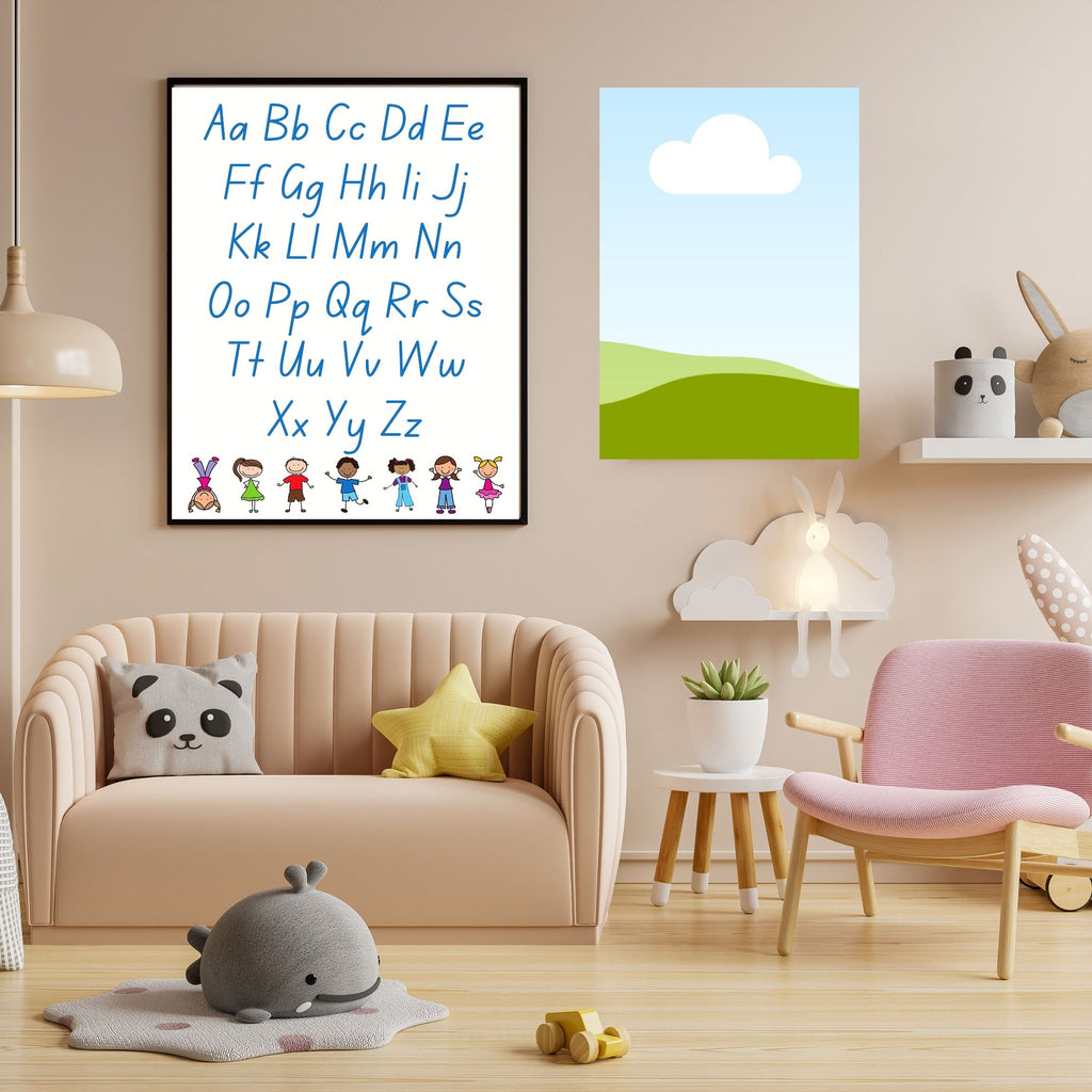 Alphabet Wall Art Printable, ABC Learning Poster, Kids Educational Decor, Nursery Wall Art, Preschool Classroom Print, Homeschool Decor, Digital Download|ke1-3