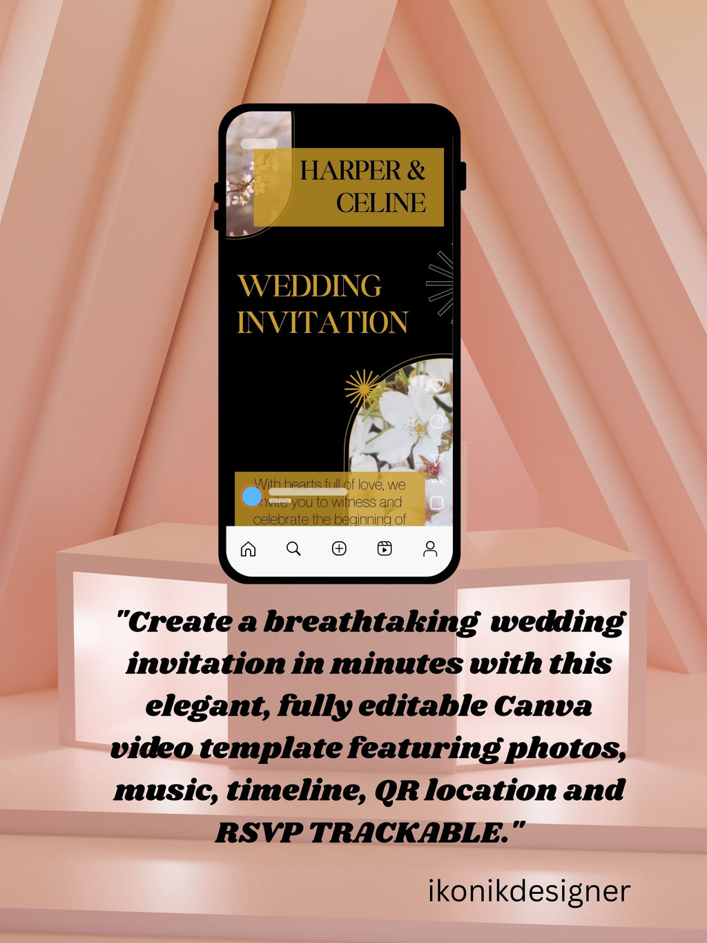 WI0003-CHURCH WEDDING Invitation Video Template | Editable Christian Wedding Invite |Digital Wedding Invitation |Wedding Video
