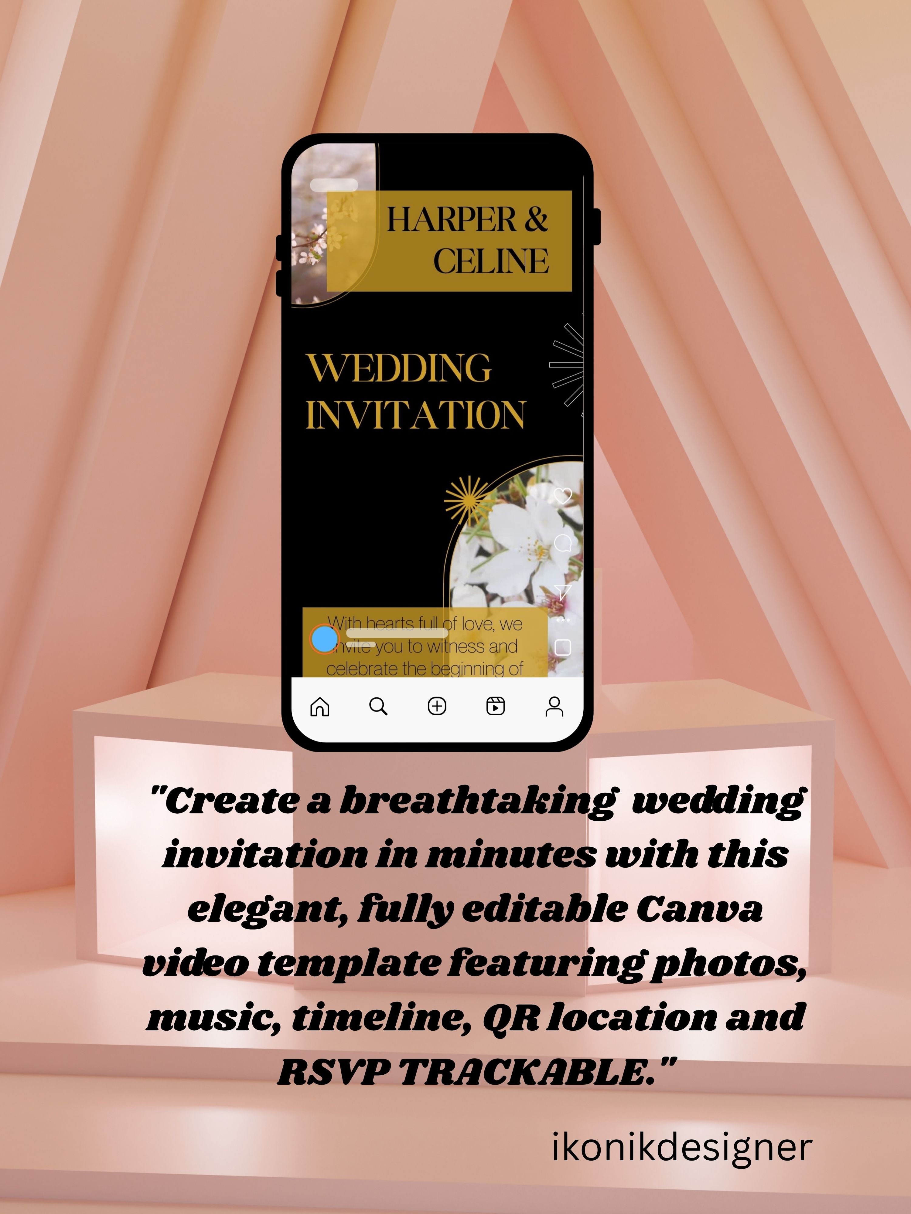 WI0003-CHURCH WEDDING Invitation Video Template | Editable Christian Wedding Invite |Digital Wedding Invitation |Wedding Video