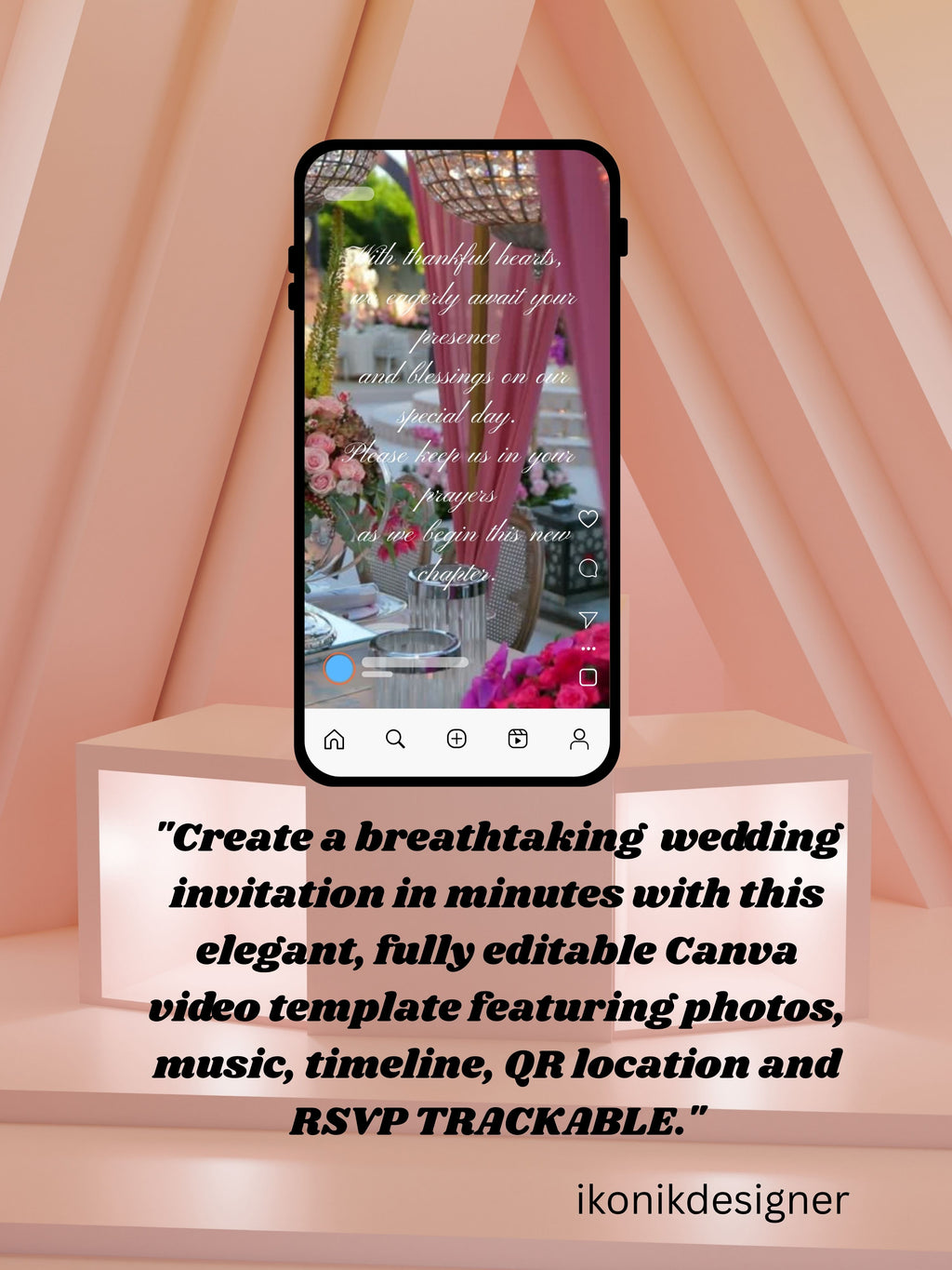 WI0008-CHURCH WEDDING Invitation Video Template | Editable Christian Wedding Invite |Digital Wedding Invitation |Wedding Video