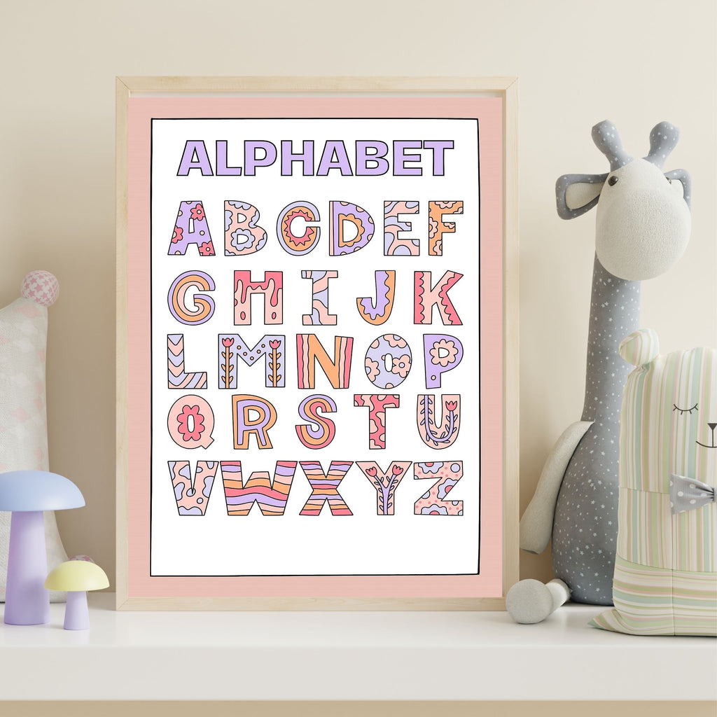 Alphabet Wall Art Printable, ABC Learning Poster, Kids Educational Decor, Nursery Wall Art, Preschool Classroom Print, Homeschool Decor, Digital Download|ke1-9