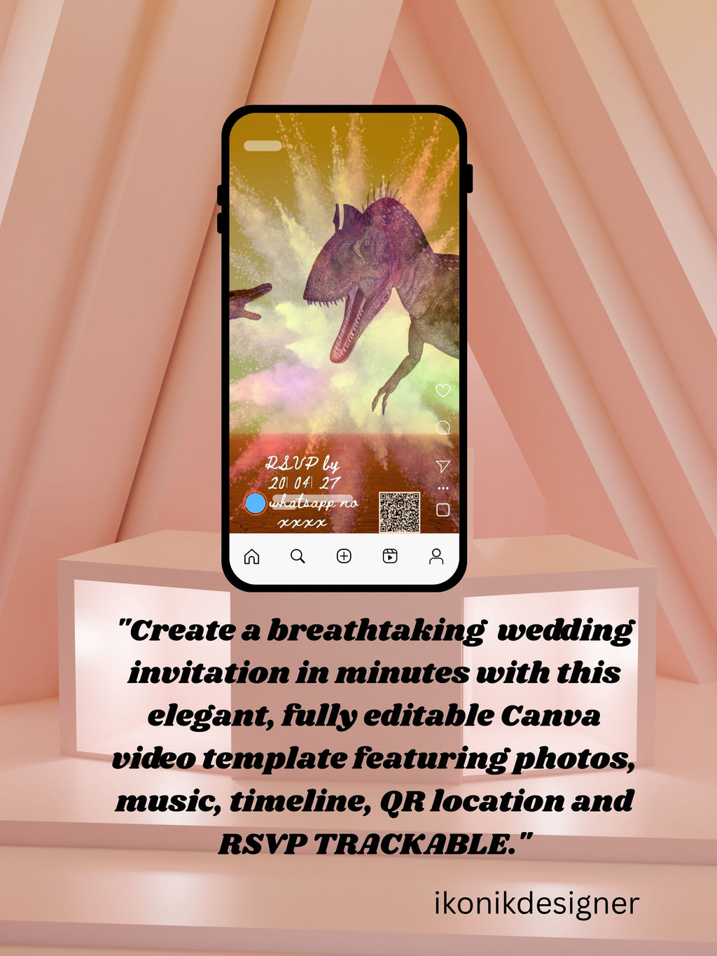 DINOSAUR Birthday Invitation Video | Editable Canva pro Template | Kids Party Invite | Digital Download|ki41