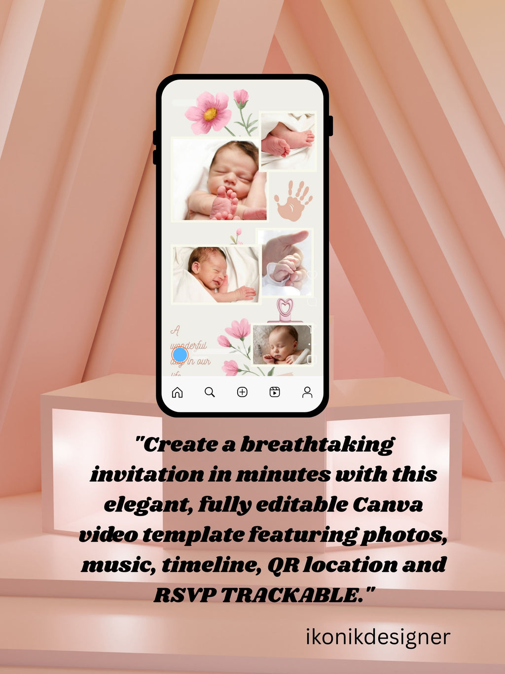 NEWBORN BABY PARTY Welcome Video Invitation | Canva Pro Template | Baby Boy & Baby Girl Party Invite | Instant Download|ki14