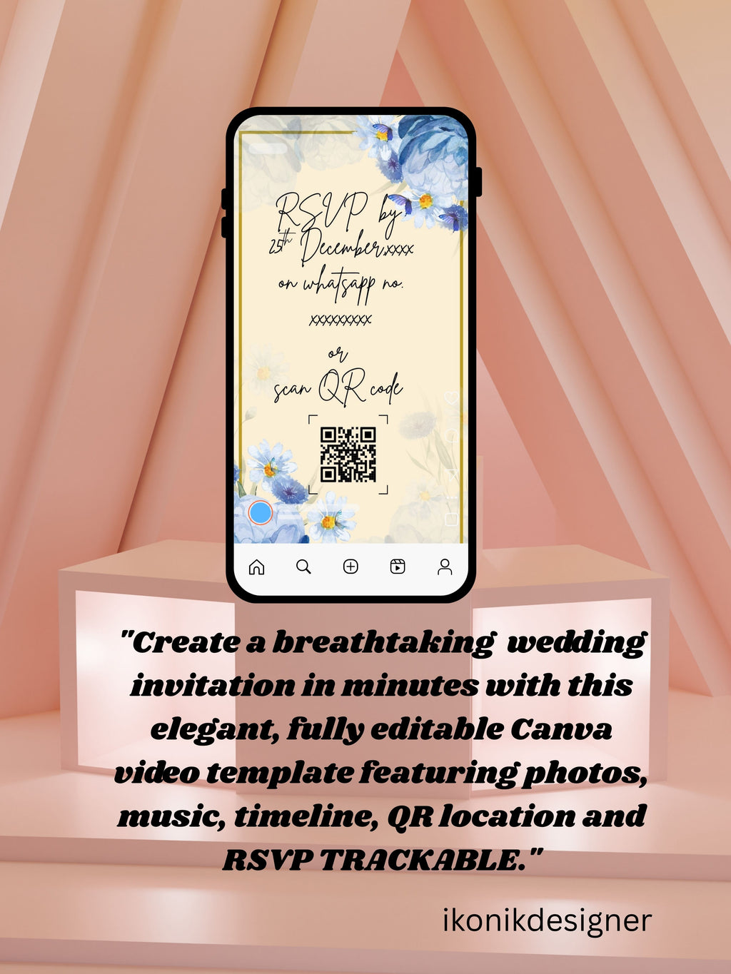 WI0002-CHURCH WEDDING Invitation Video Template | Editable Christian Wedding Invite |Digital Wedding Invitation |Wedding Video